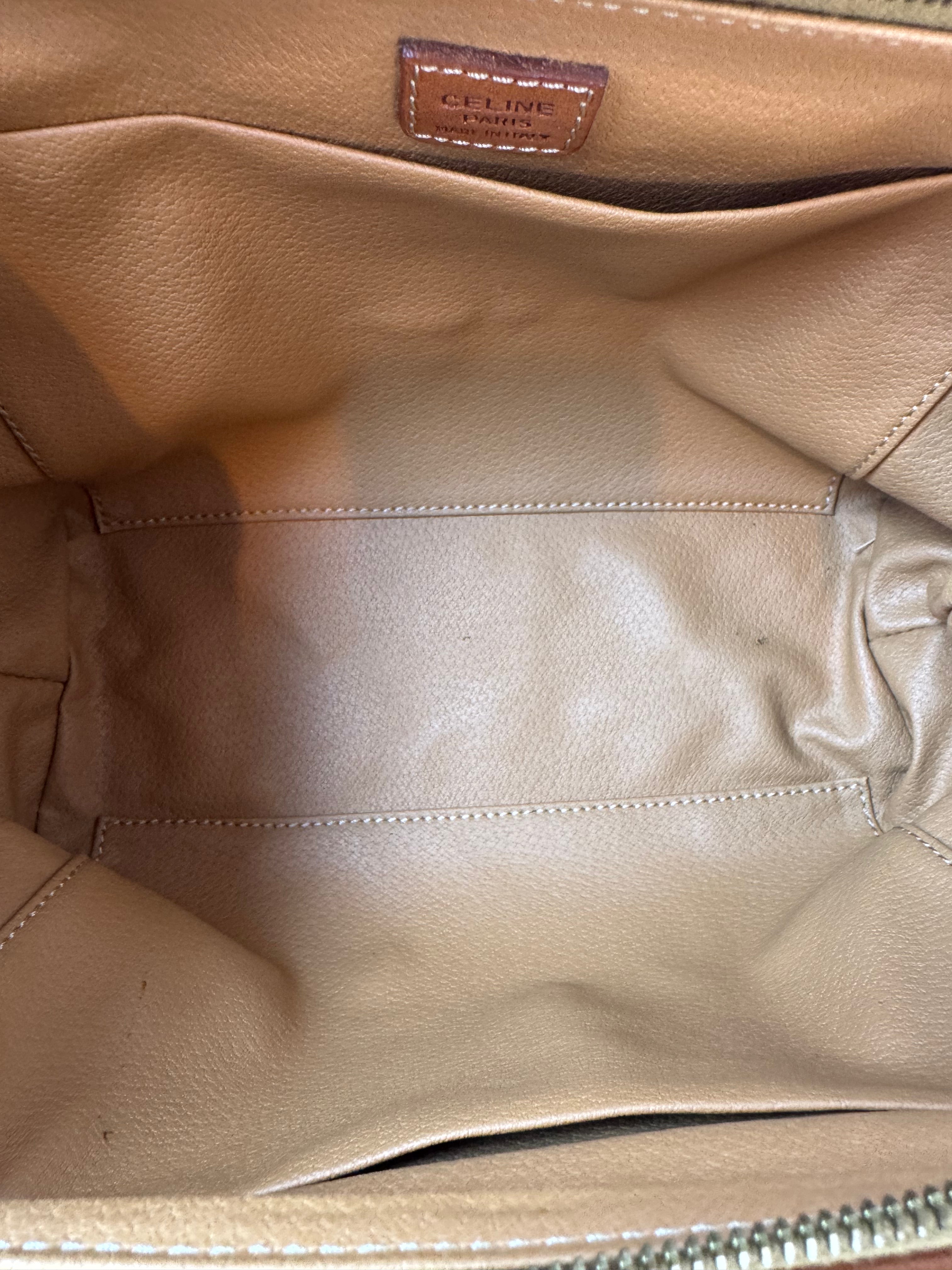 Celine Vintage Macadam Brown Pouch Large