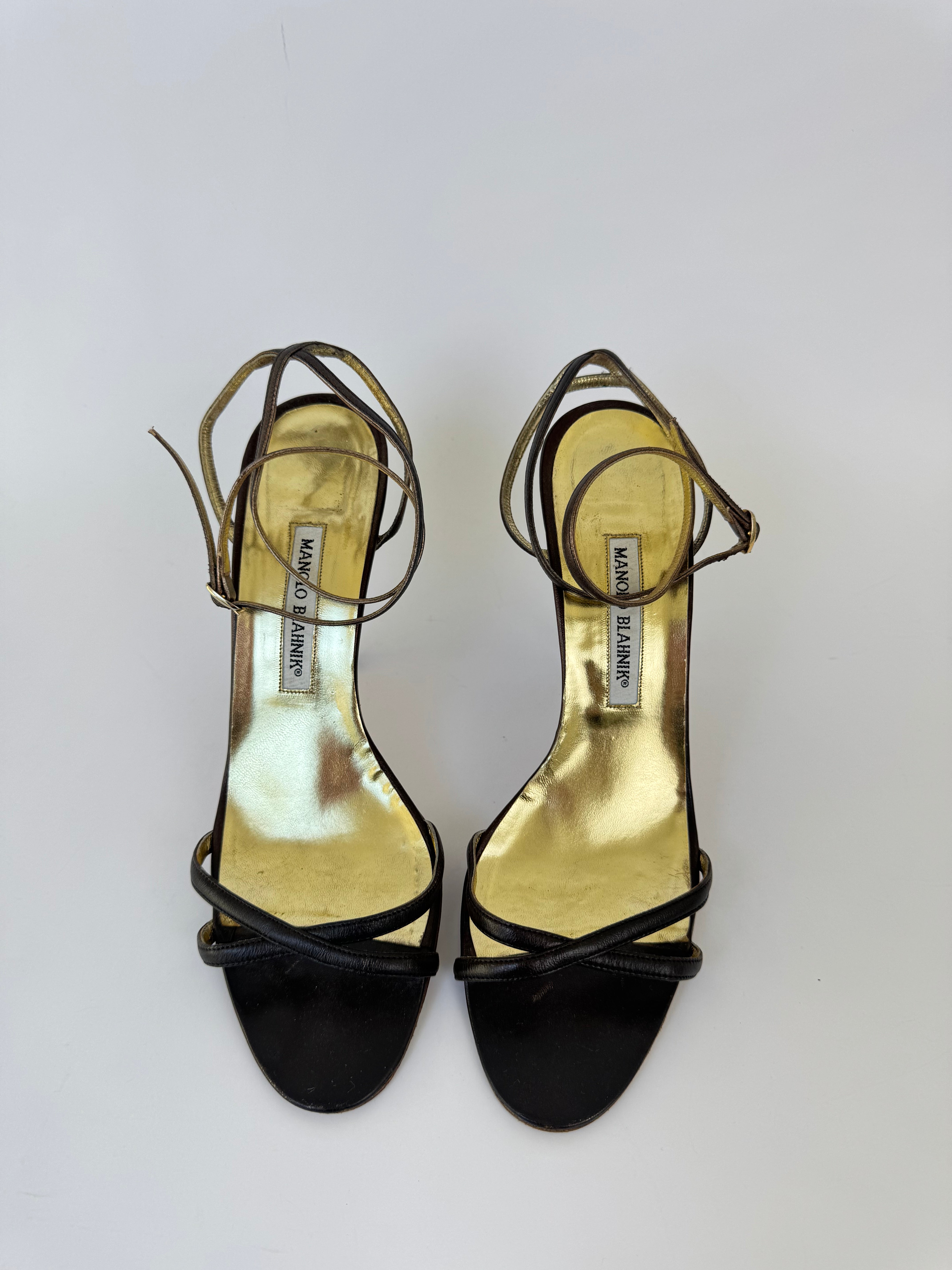 Manolo Blahnik Brown Strappy Heels - 40.5