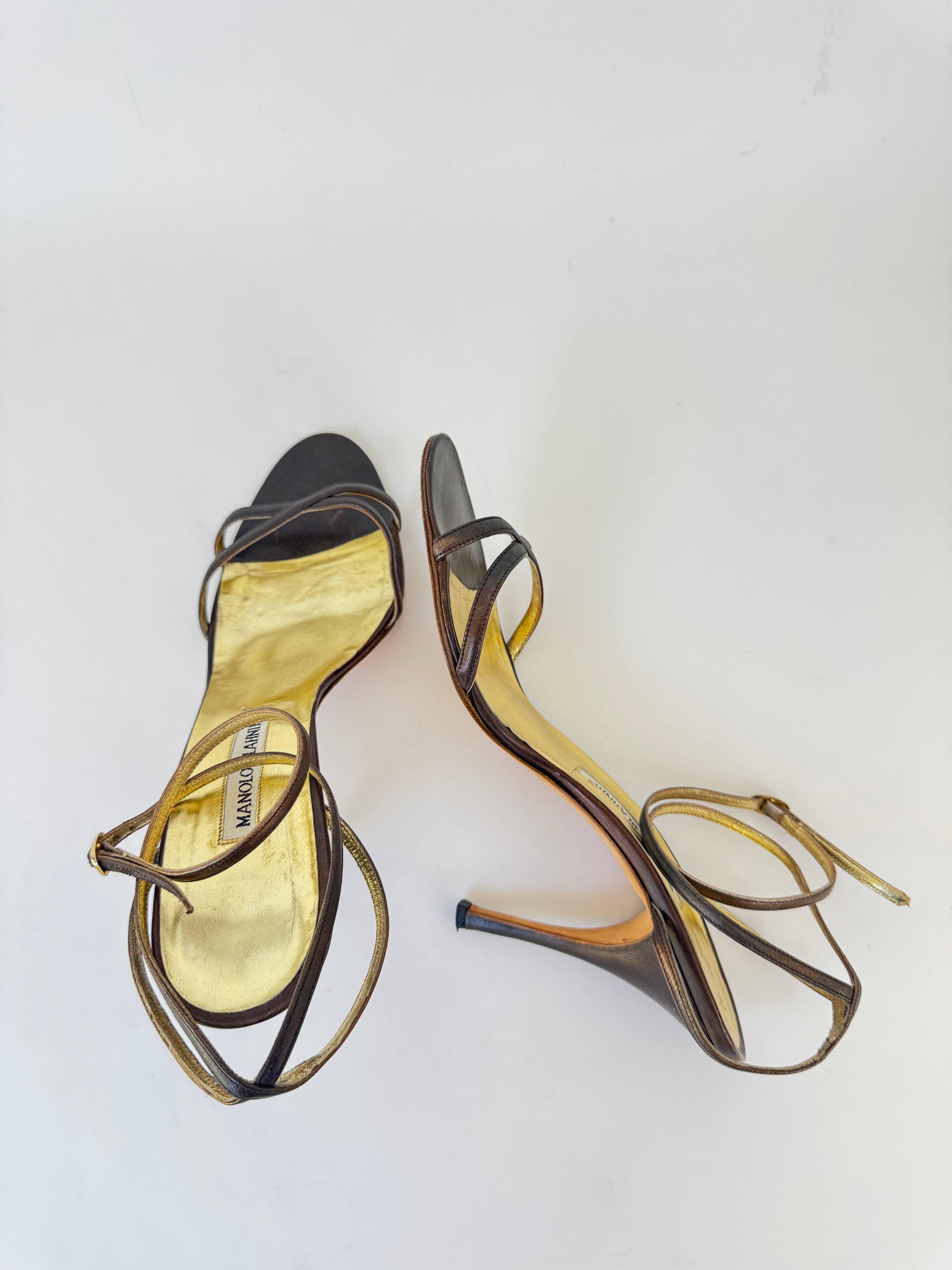 Manolo Blahnik Brown Strappy Heels - 40.5
