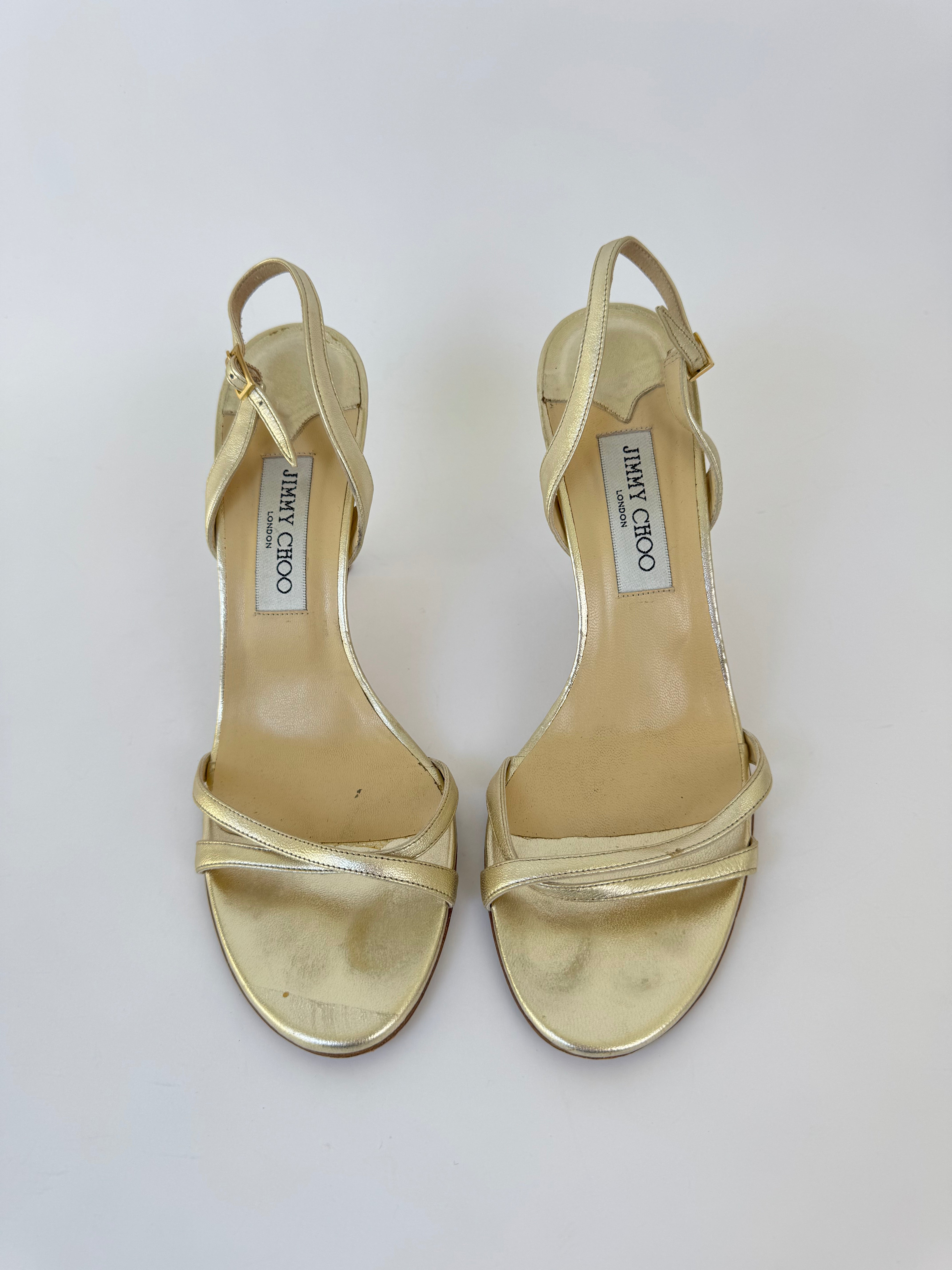 Jimmy Choo Gold Slingback Heels - 40.5