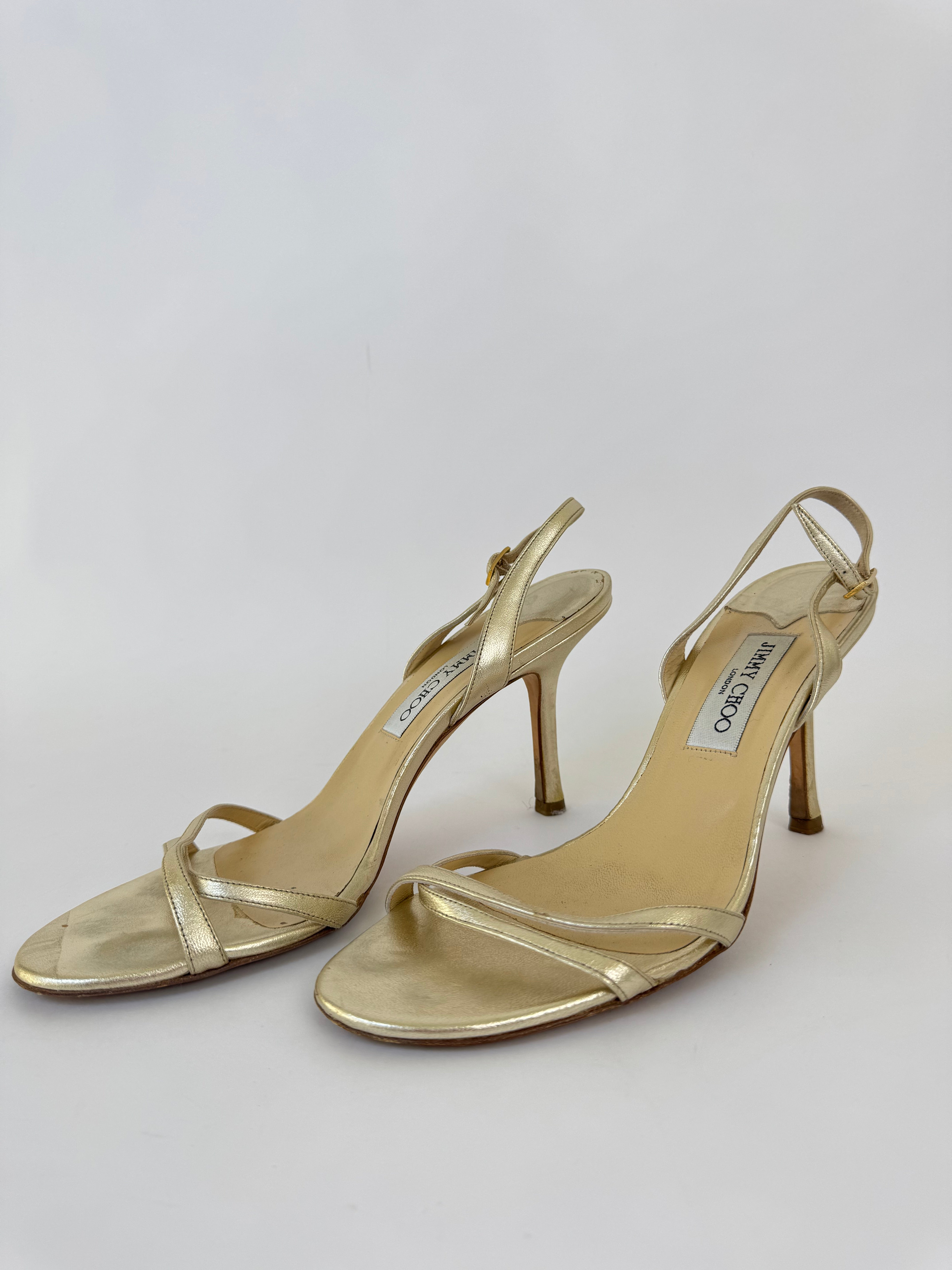 Jimmy Choo Gold Slingback Heels - 40.5