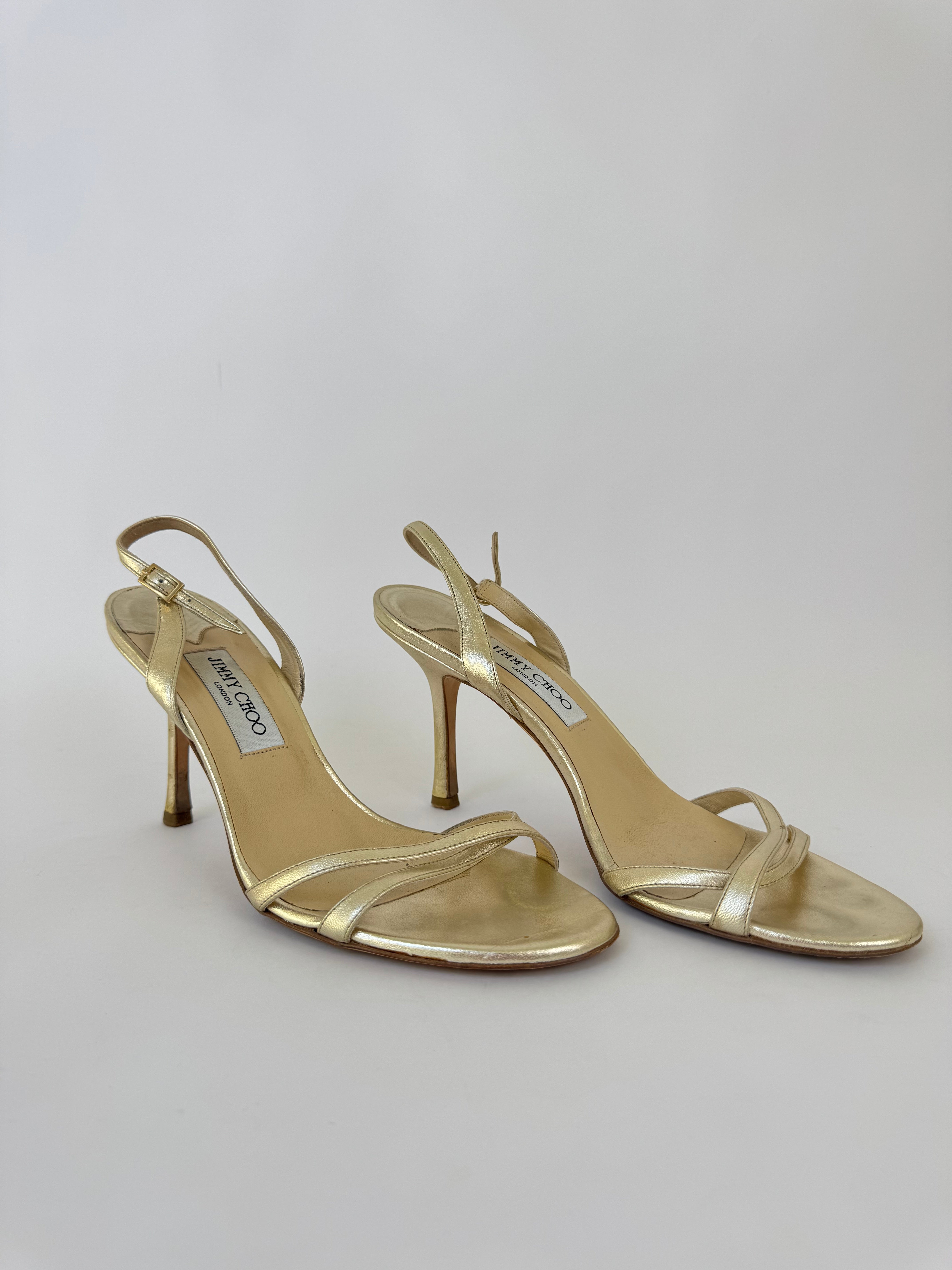 Jimmy Choo Gold Slingback Heels - 40.5