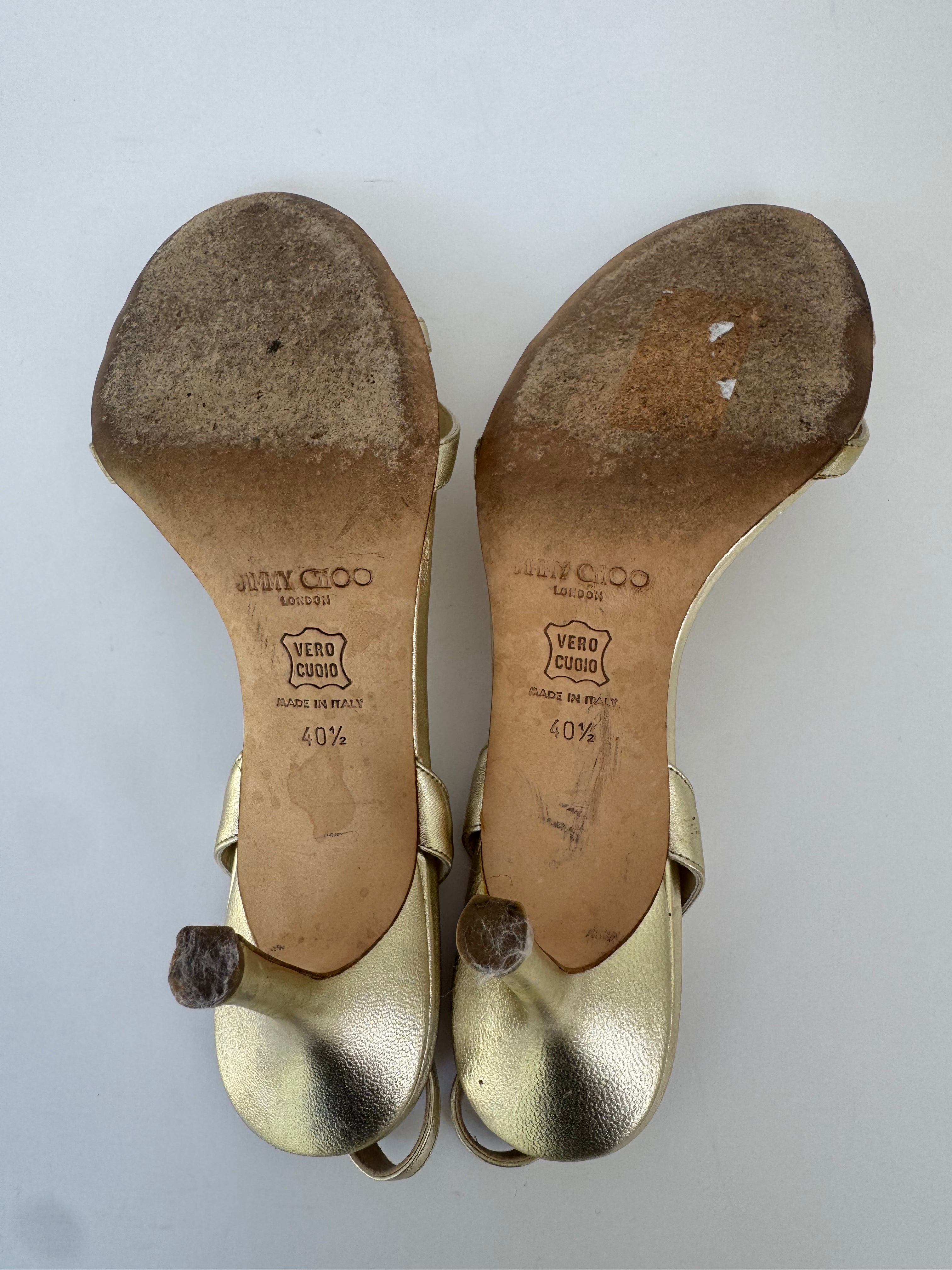 Jimmy Choo Gold Slingback Heels - 40.5