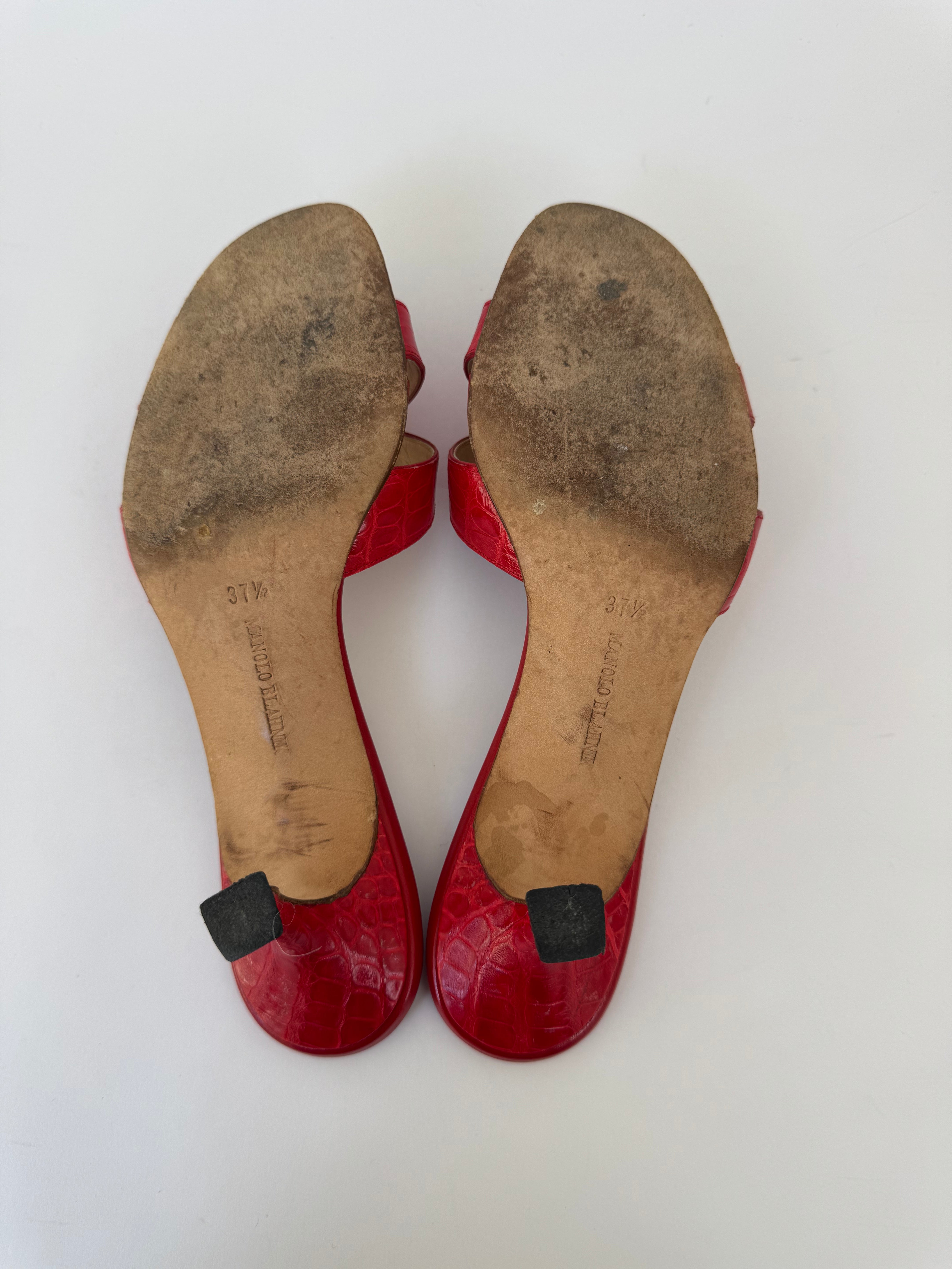 Manolo Blahnik Croc Sandal Heels - 37.5