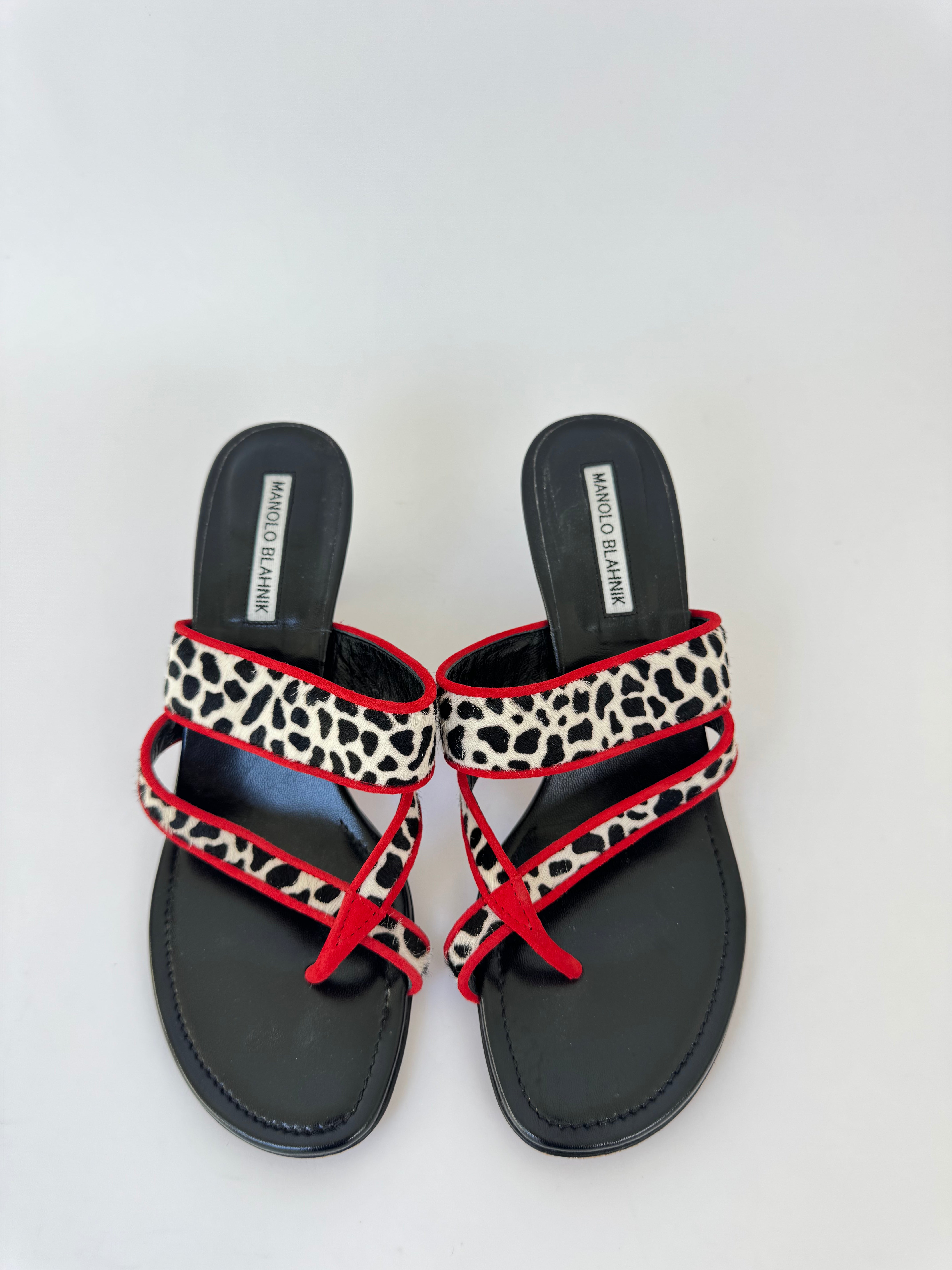 Manolo Blahnik Ponyhair Kitten Heel Sandals - 38