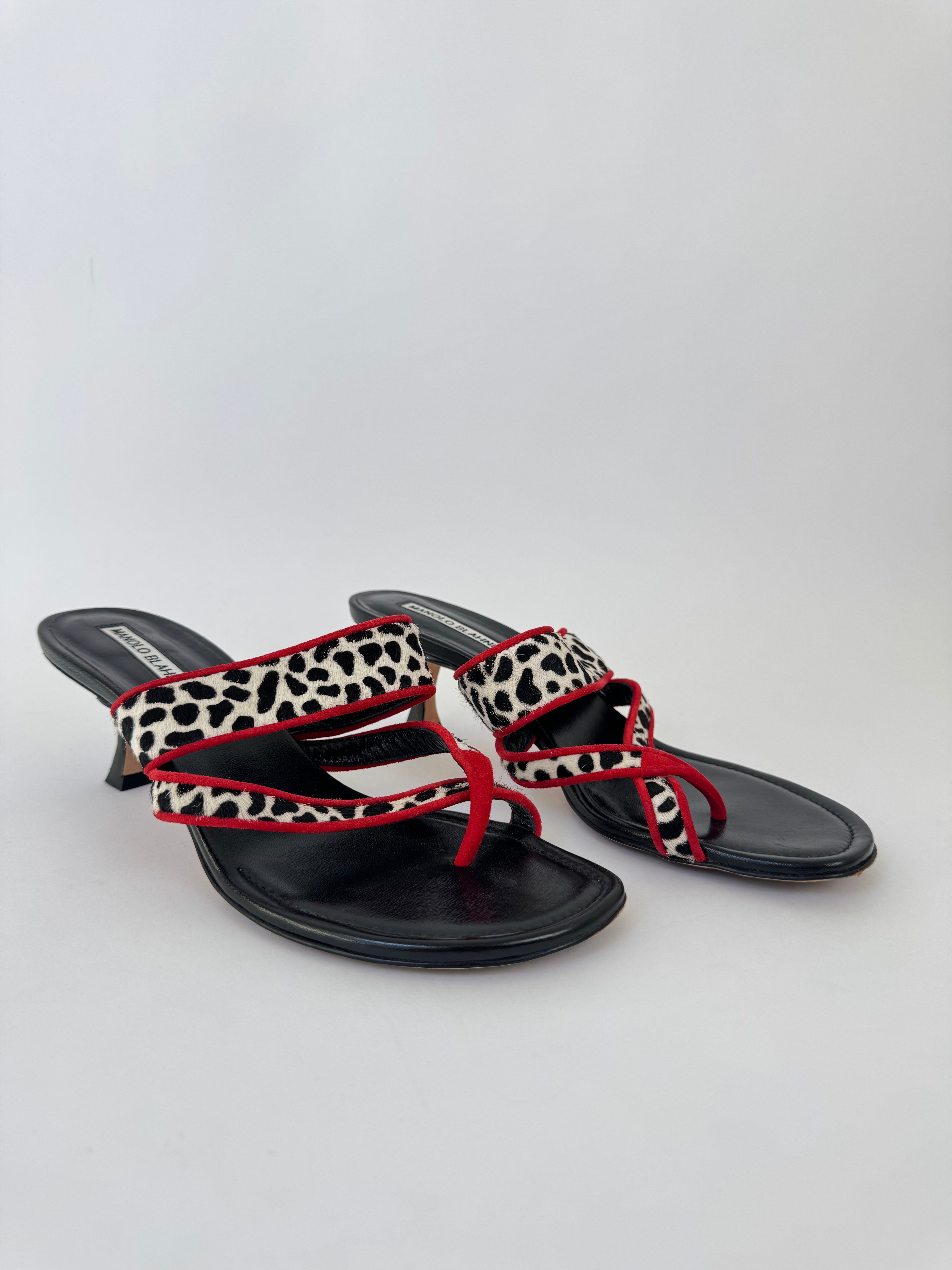 Manolo Blahnik Ponyhair Kitten Heel Sandals - 38