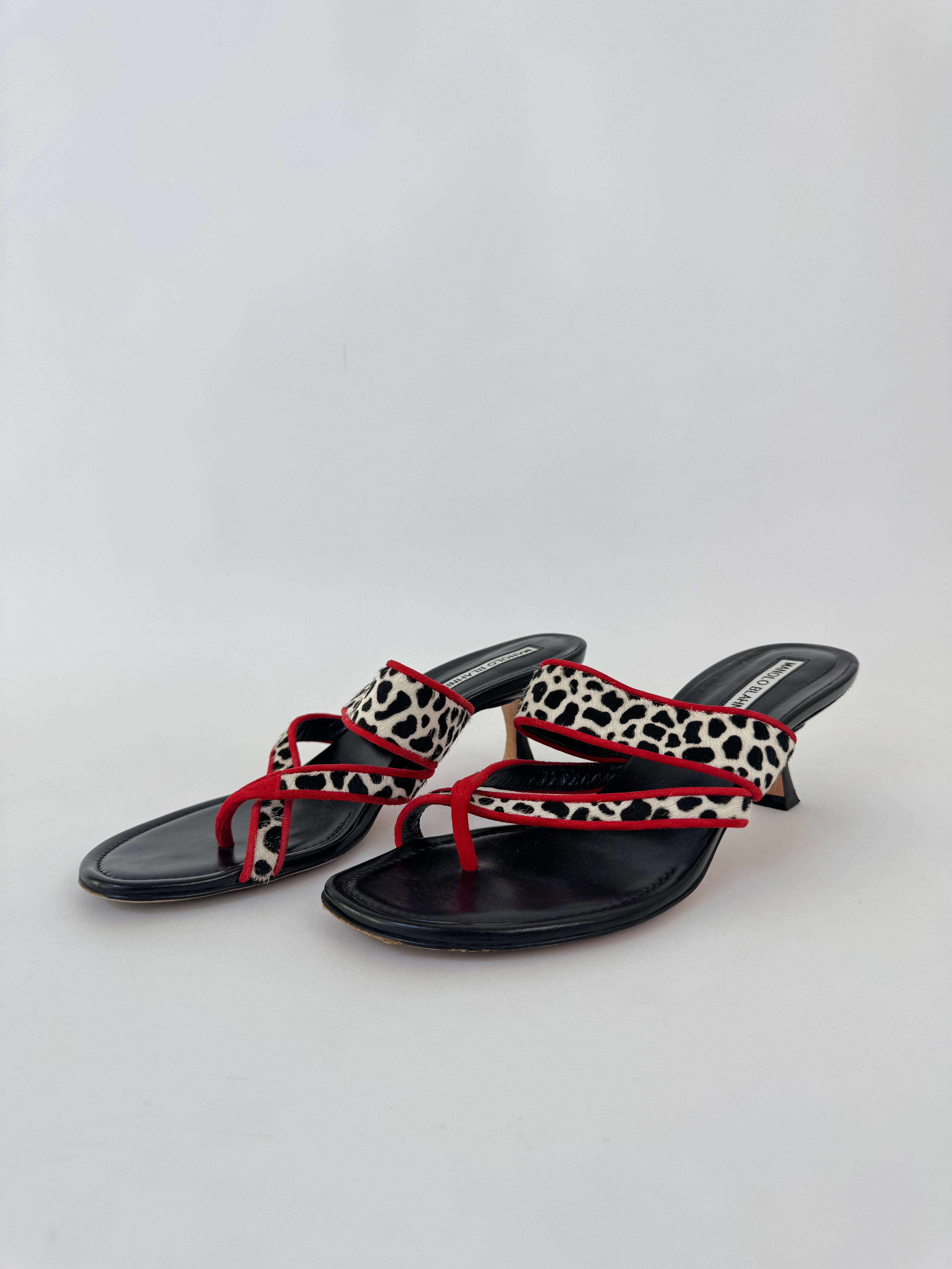 Manolo Blahnik Ponyhair Kitten Heel Sandals - 38