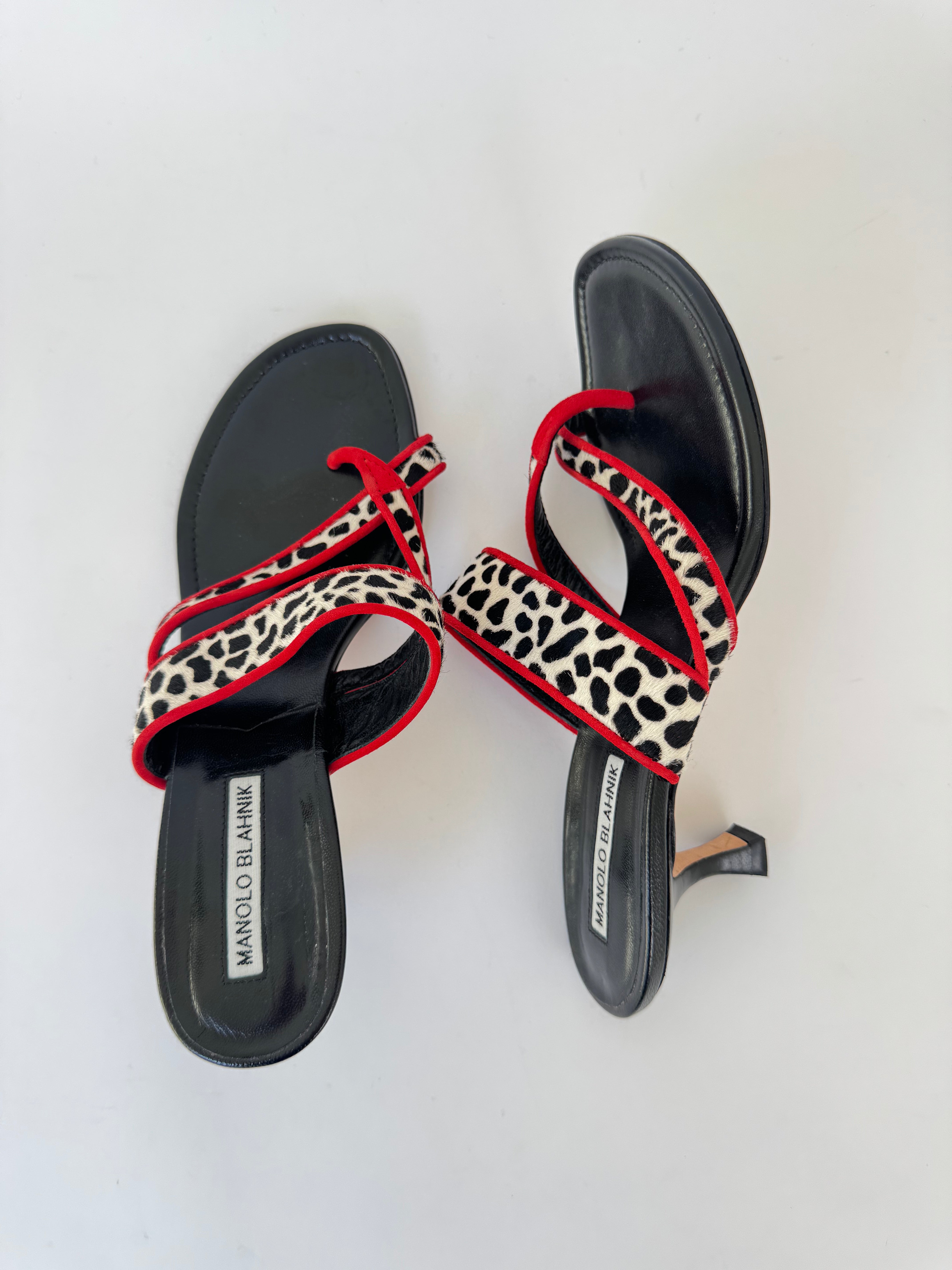 Manolo Blahnik Ponyhair Kitten Heel Sandals - 38