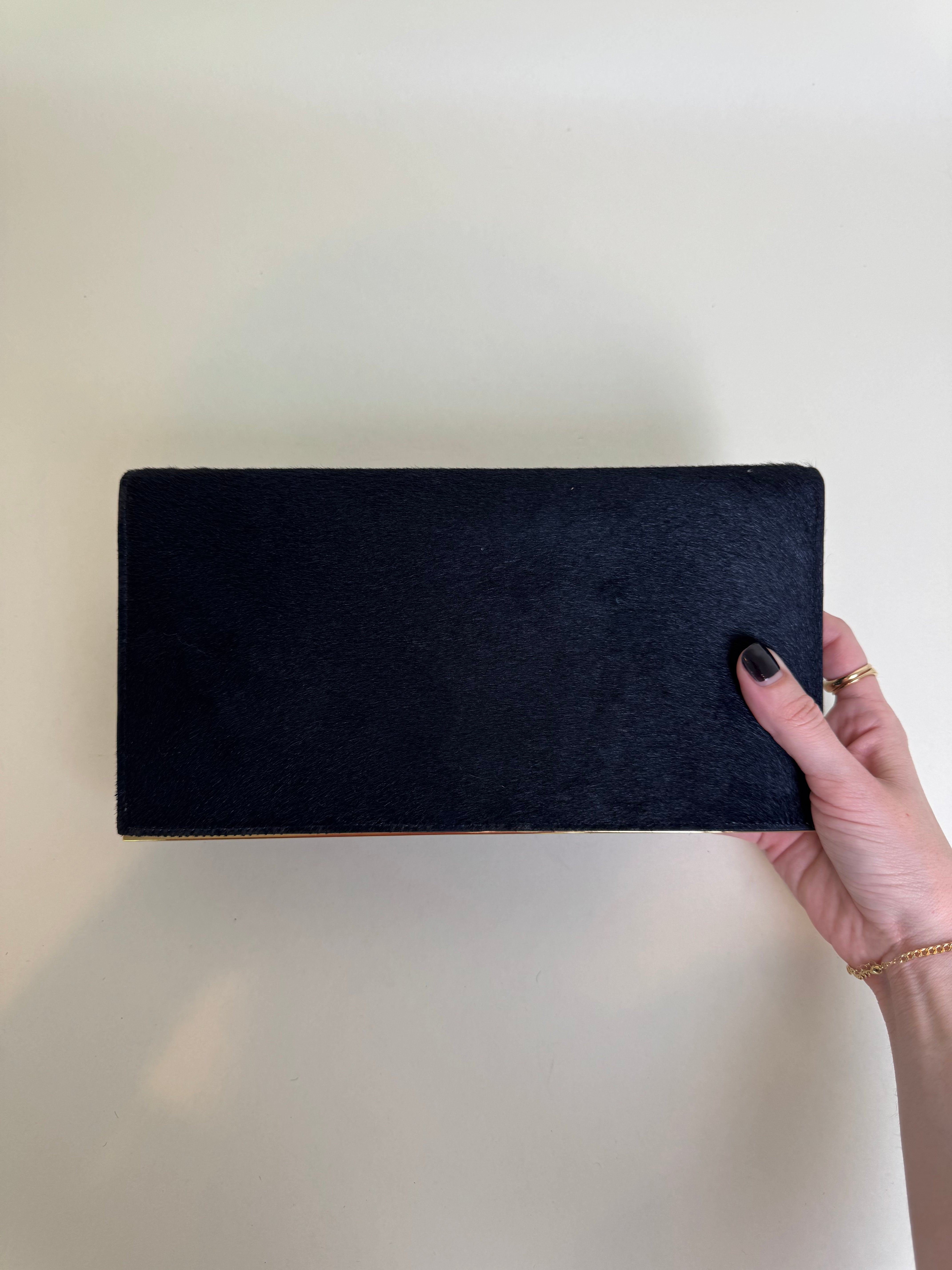 Gucci Tom Ford Navy Pony Hair Clutch