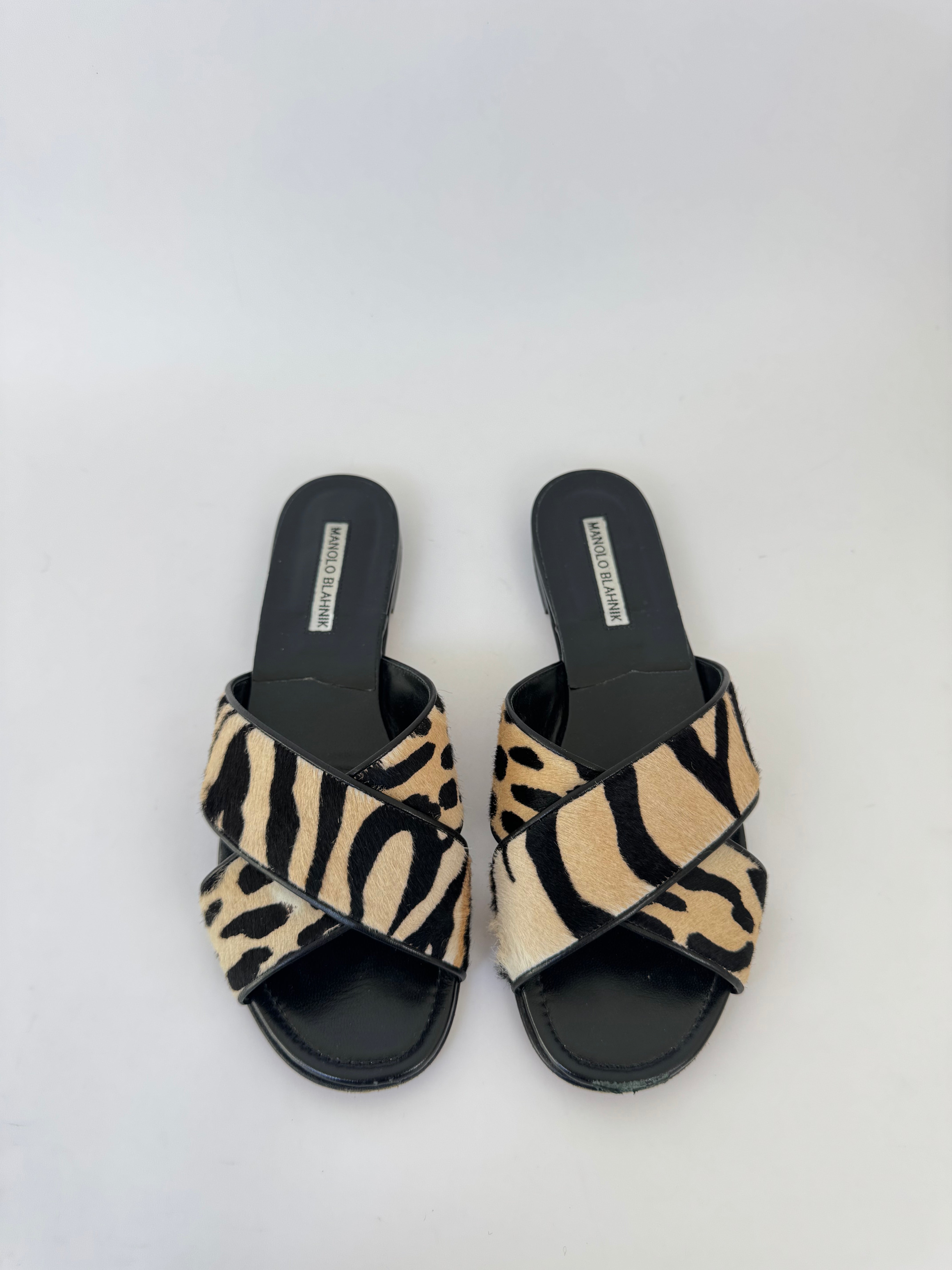 Manolo Blahnik Ponyhair Slides - 39.5