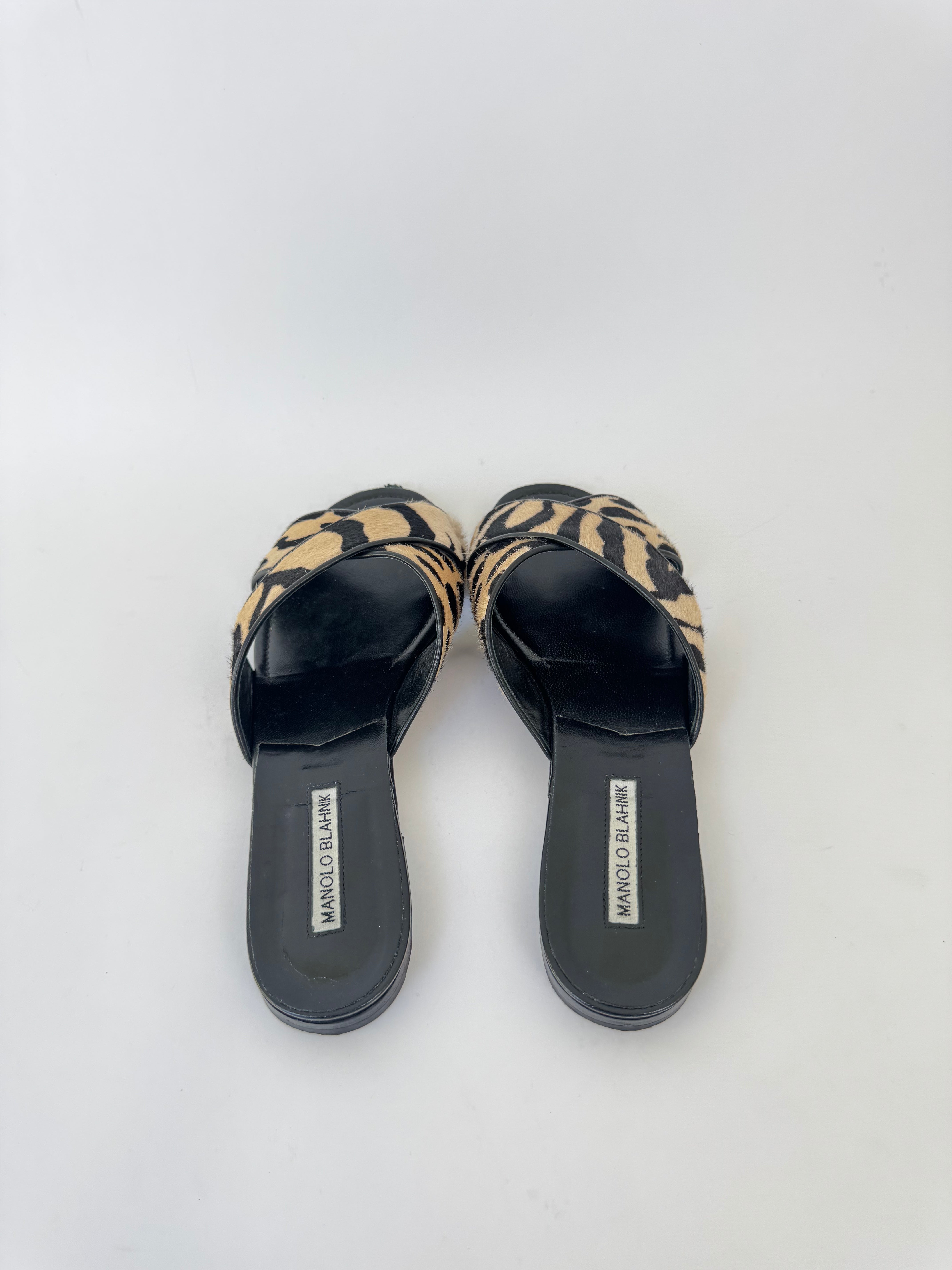 Manolo Blahnik Ponyhair Slides - 39.5