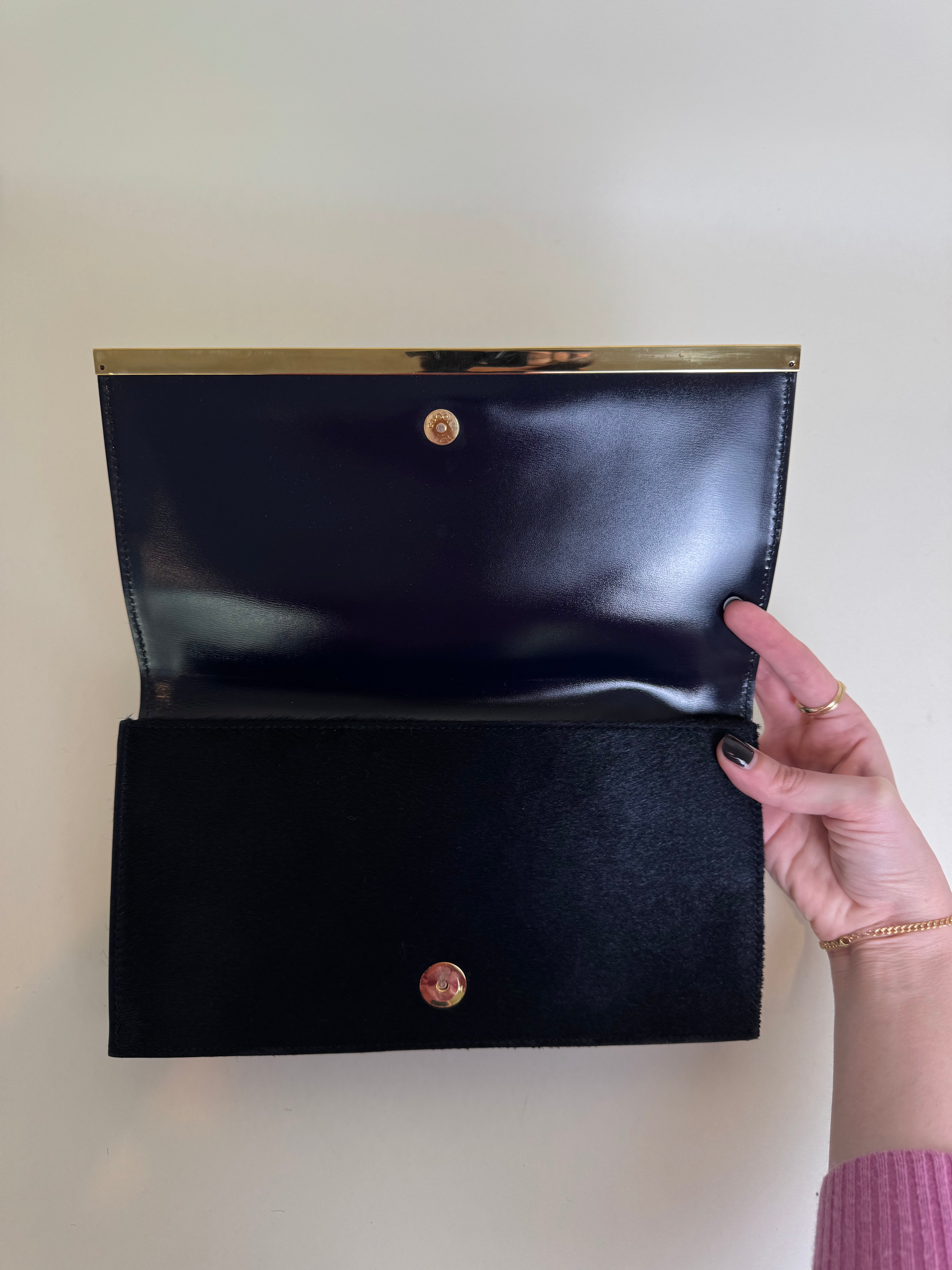 Gucci Tom Ford Navy Pony Hair Clutch