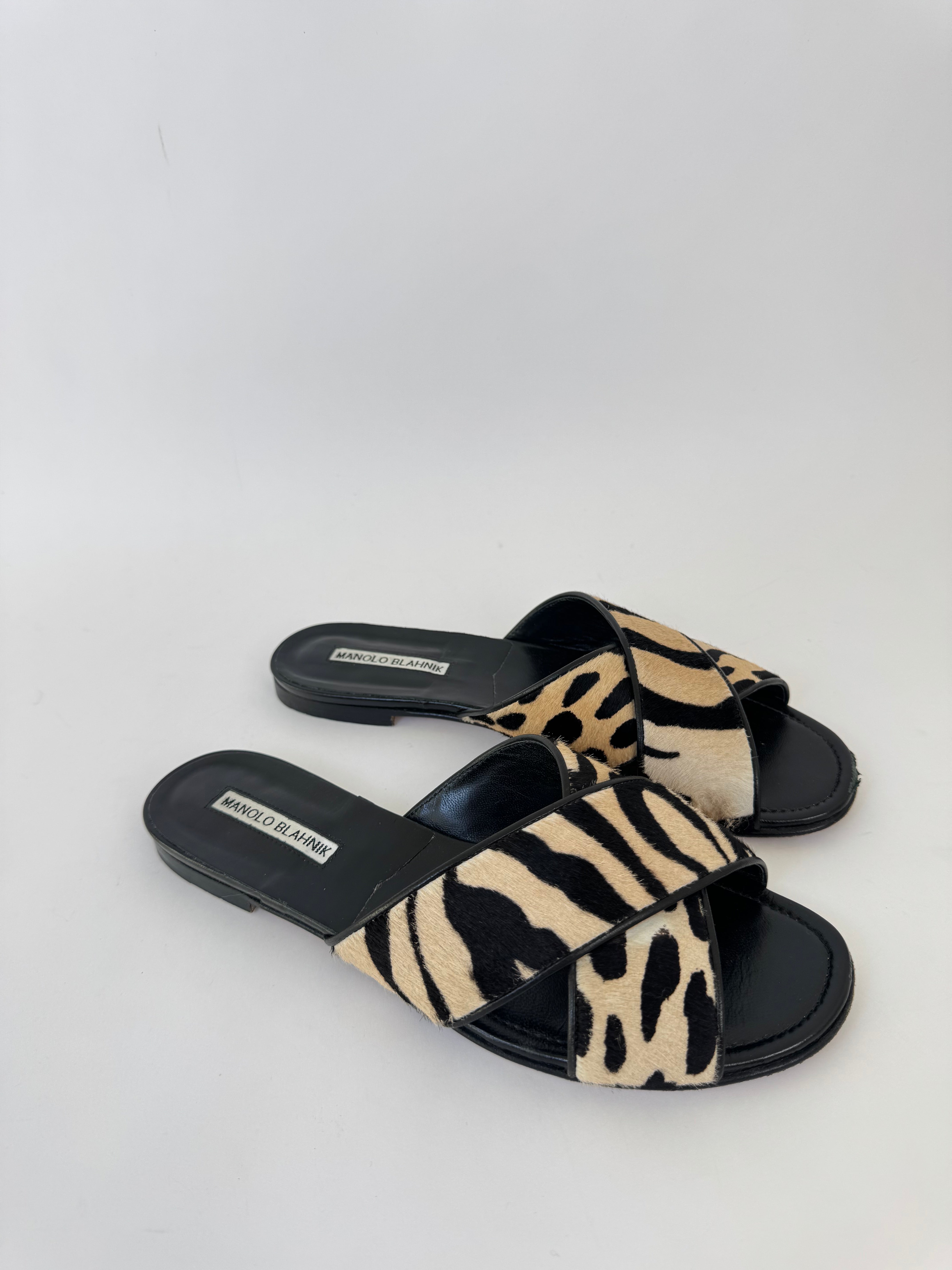 Manolo Blahnik Ponyhair Slides - 39.5