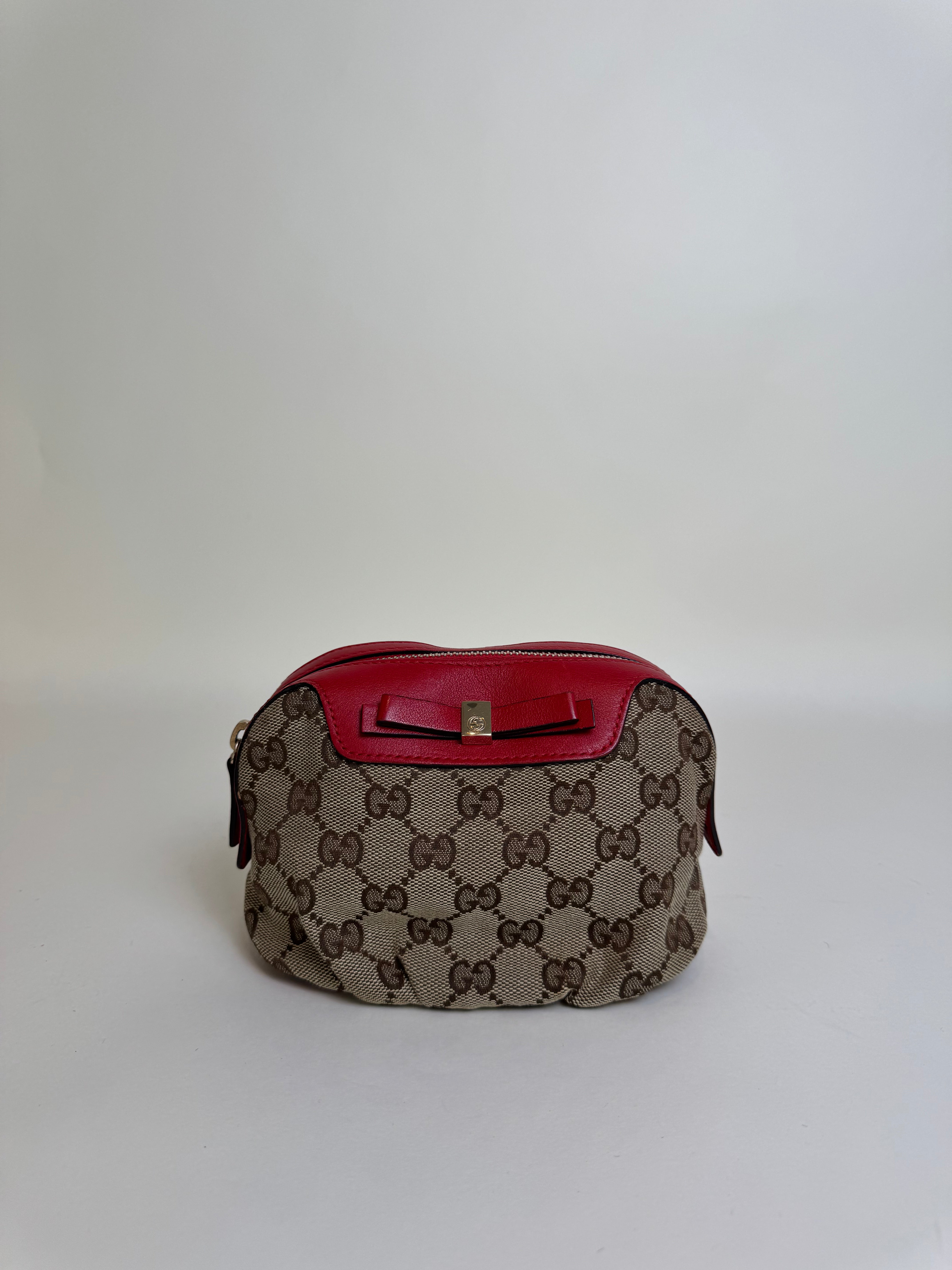 Gucci GG Canvas Ribbon Pouch Mini