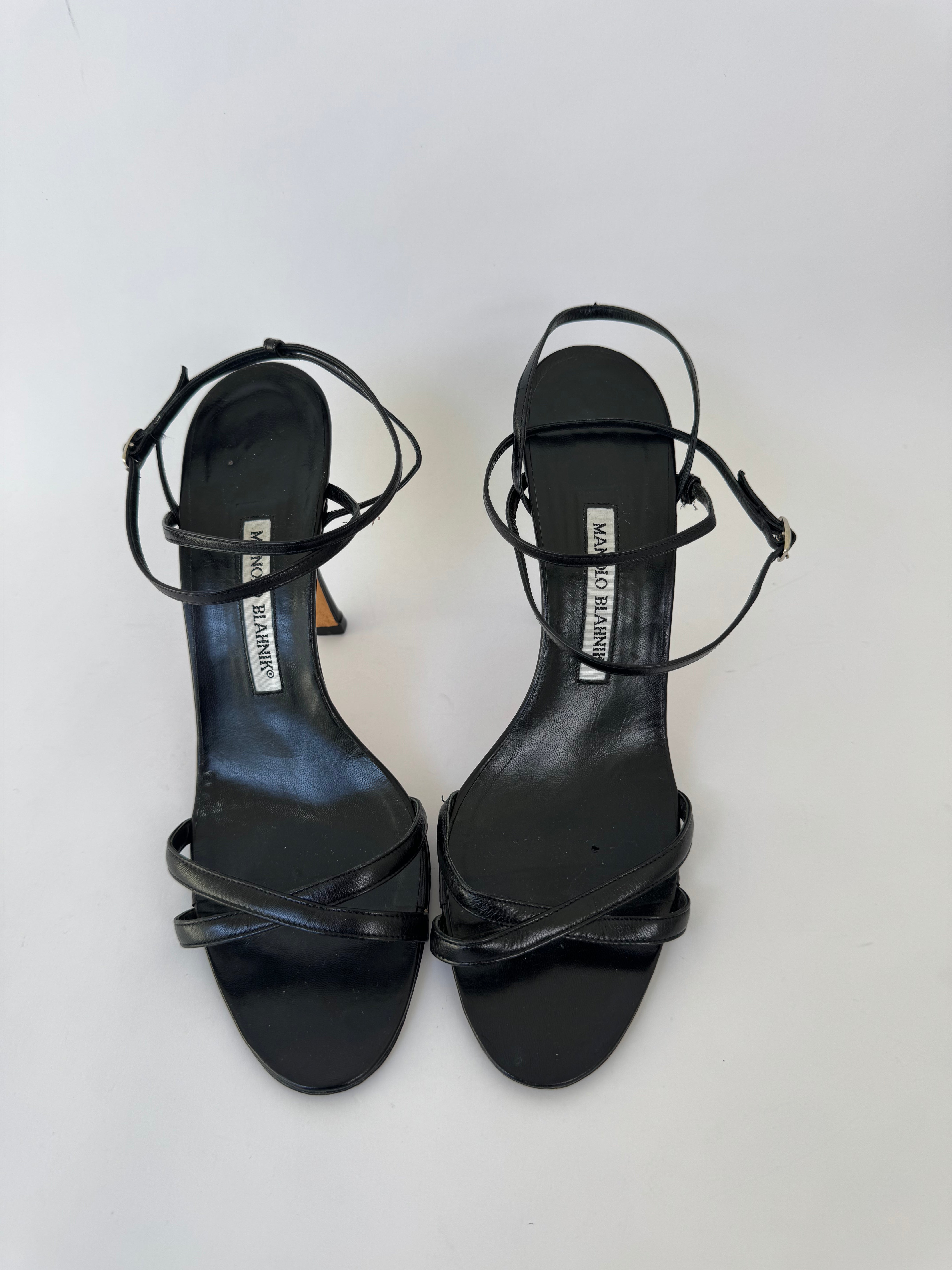 Manolo Blahnik Black Strappy Slingbacks - 40