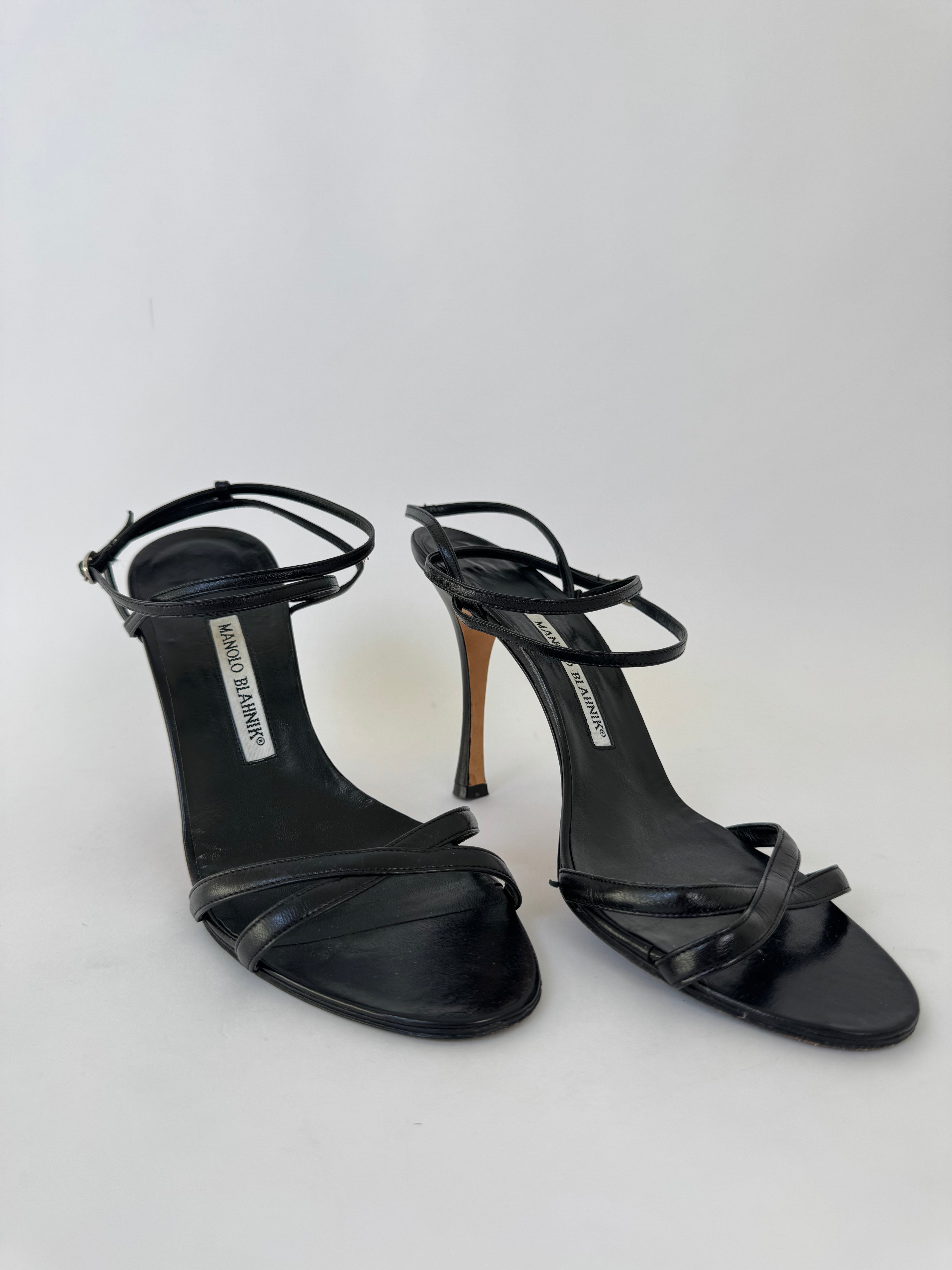 Manolo Blahnik Black Strappy Slingbacks - 40