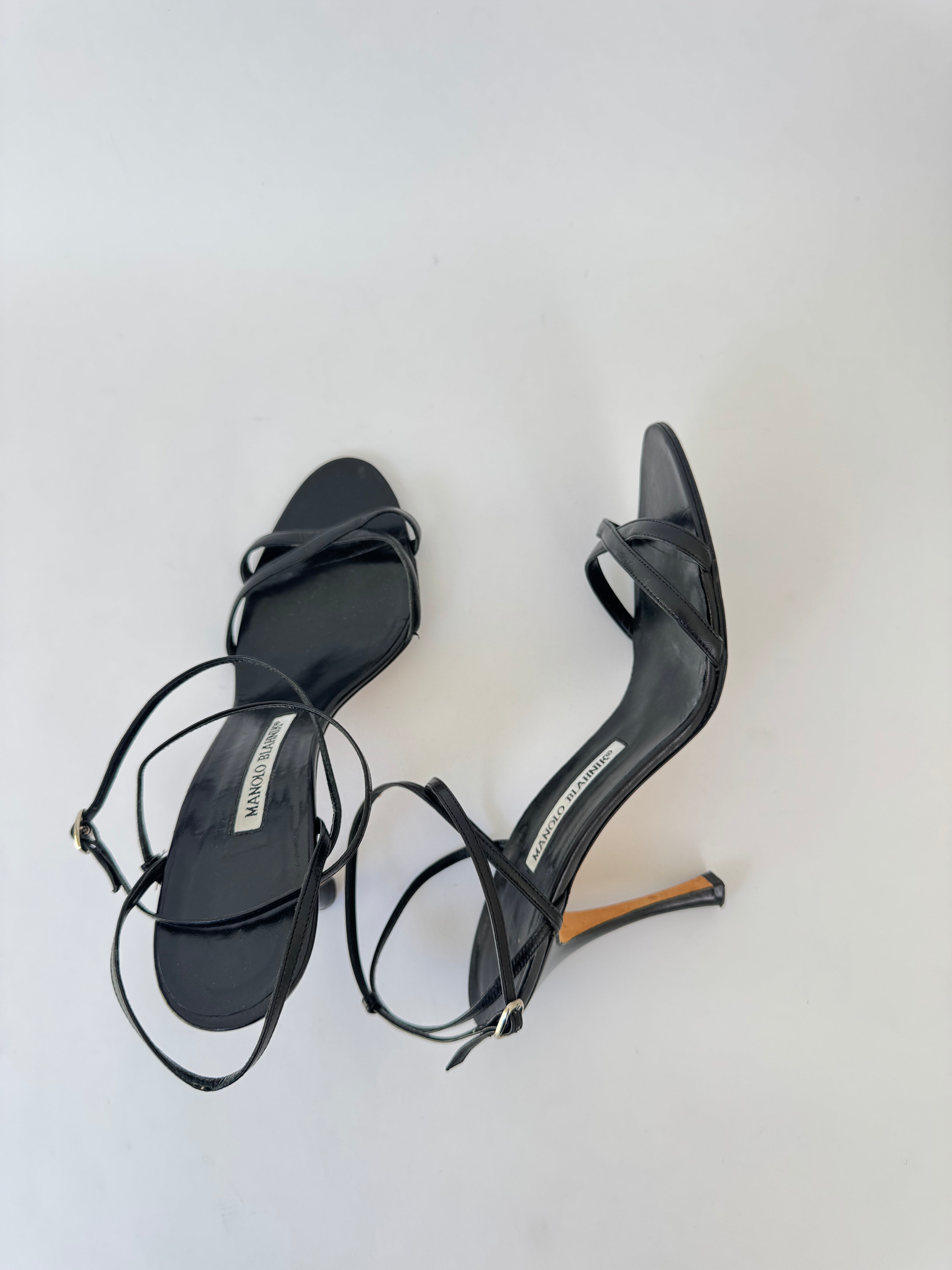 Manolo Blahnik Black Strappy Slingbacks - 40
