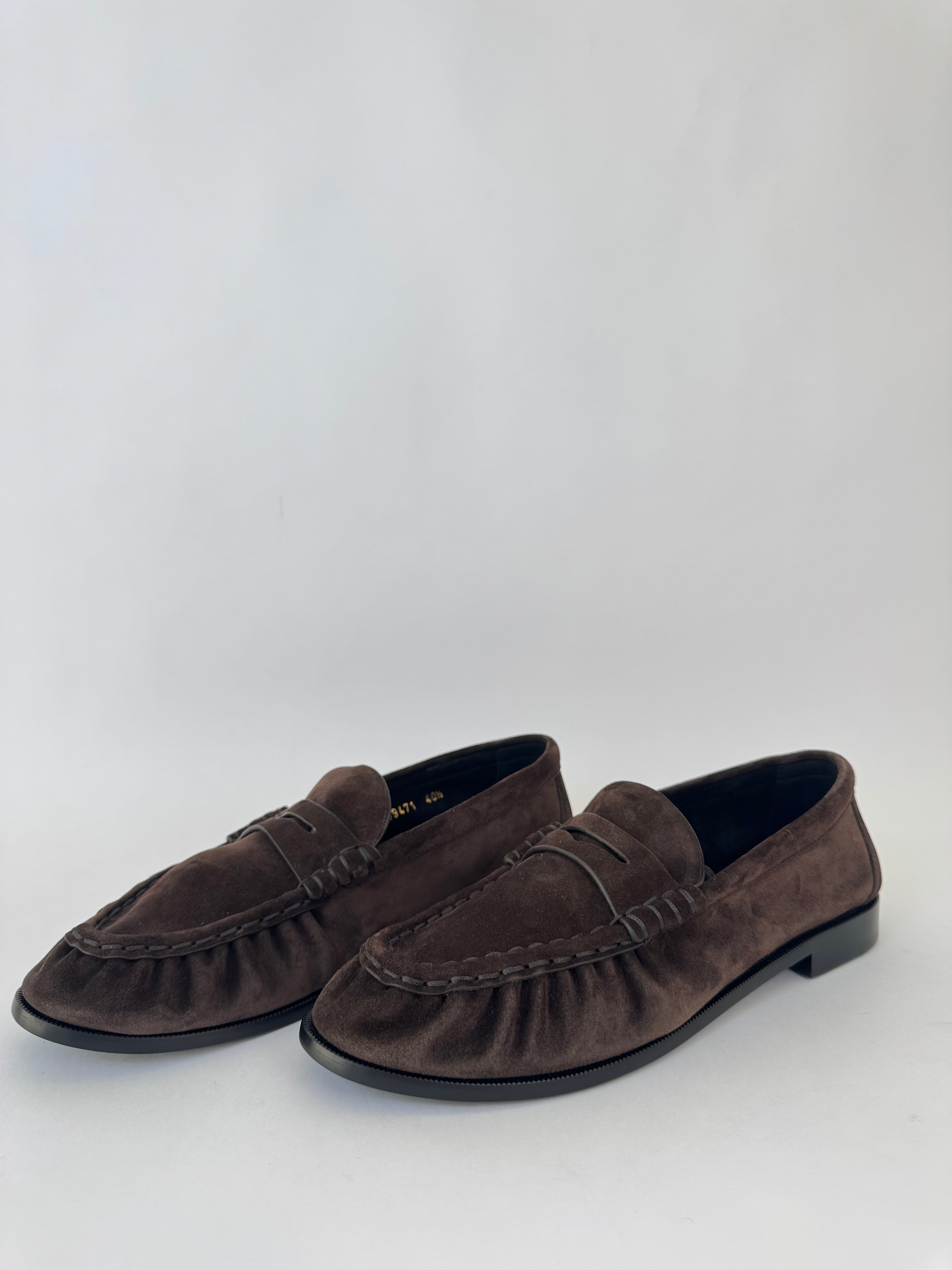 YSL Brown Suede Le Loafers - 40.5 New