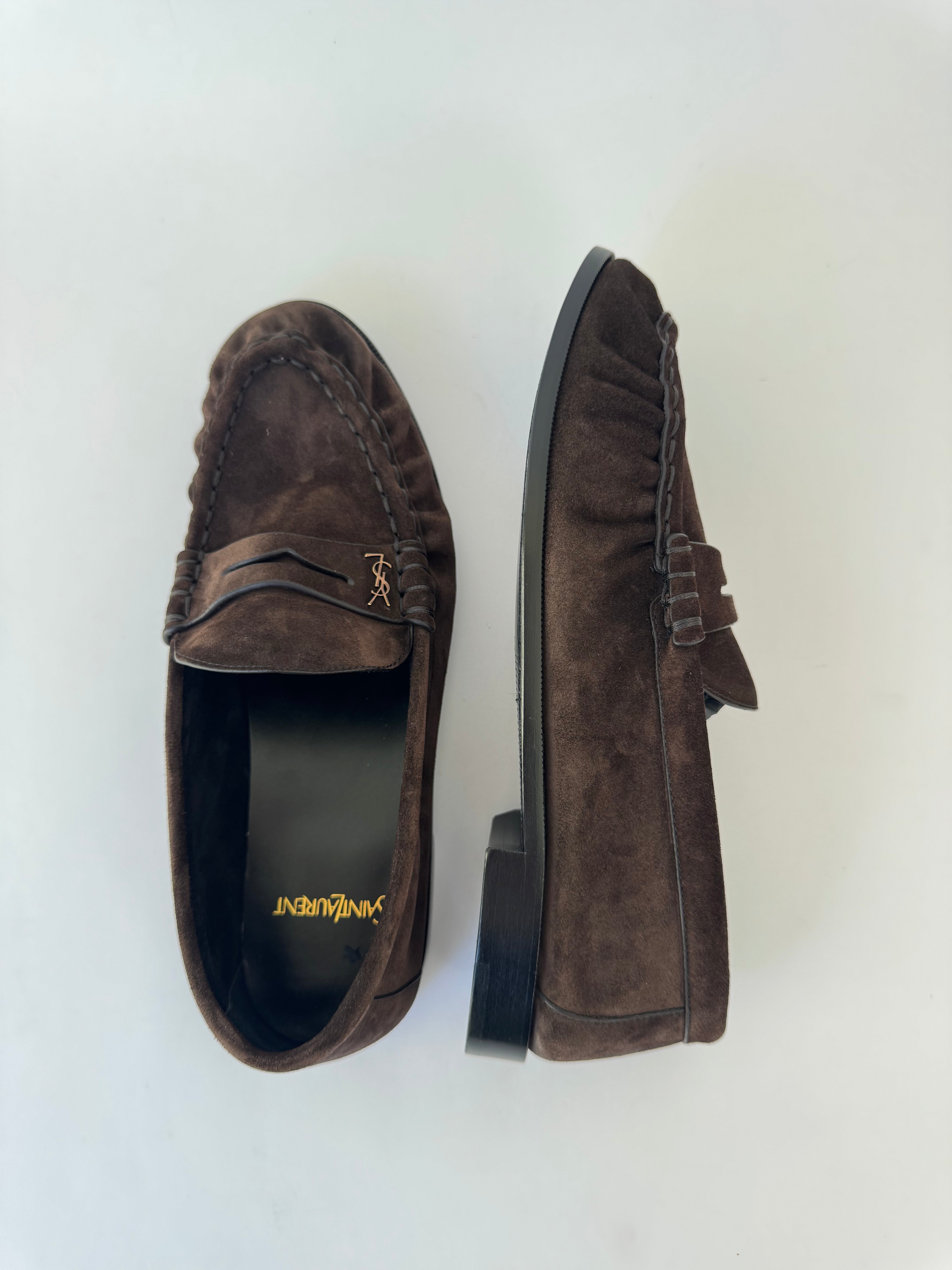 YSL Brown Suede Le Loafers - 40.5 New