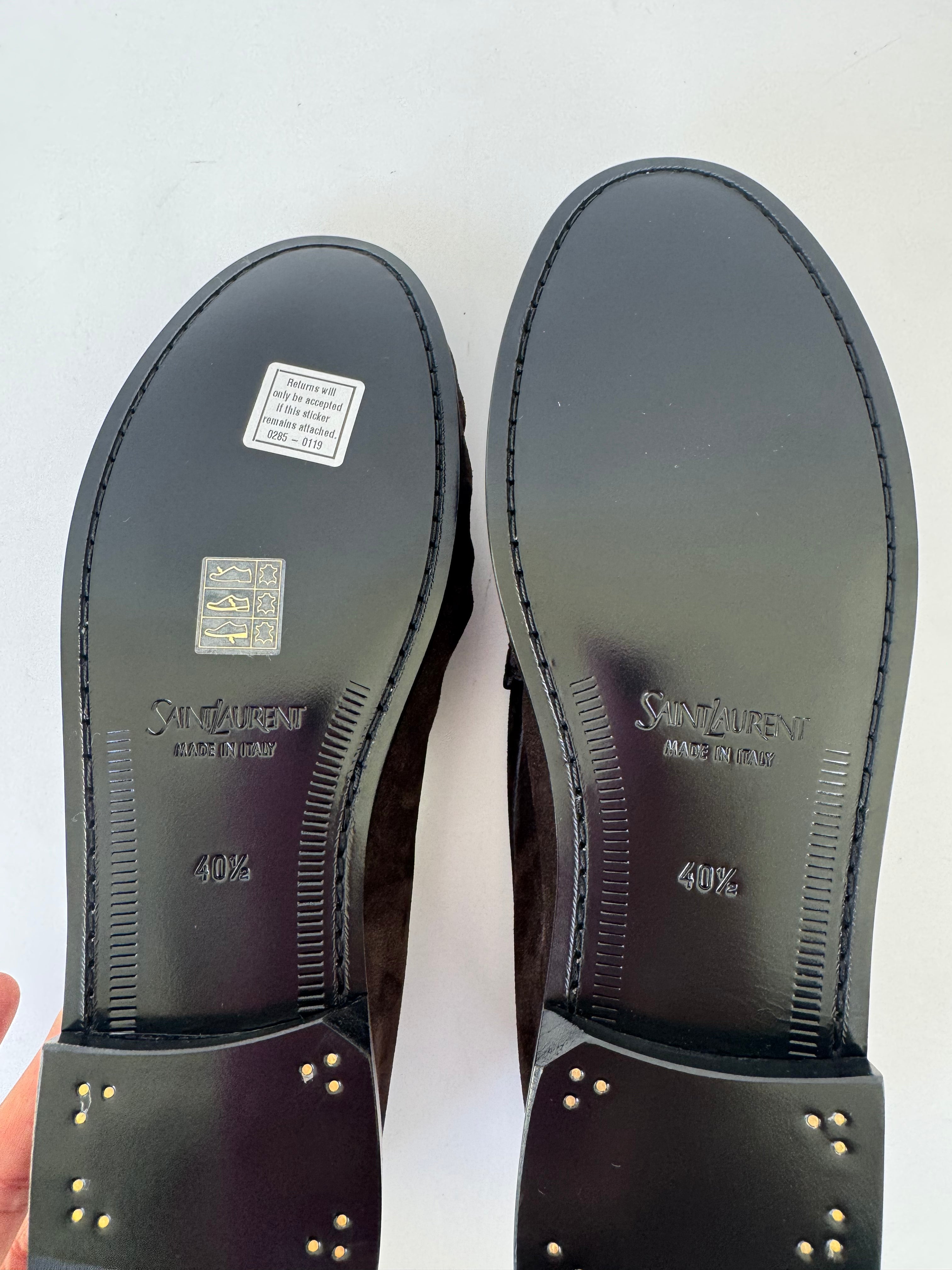 YSL Brown Suede Le Loafers - 40.5 New