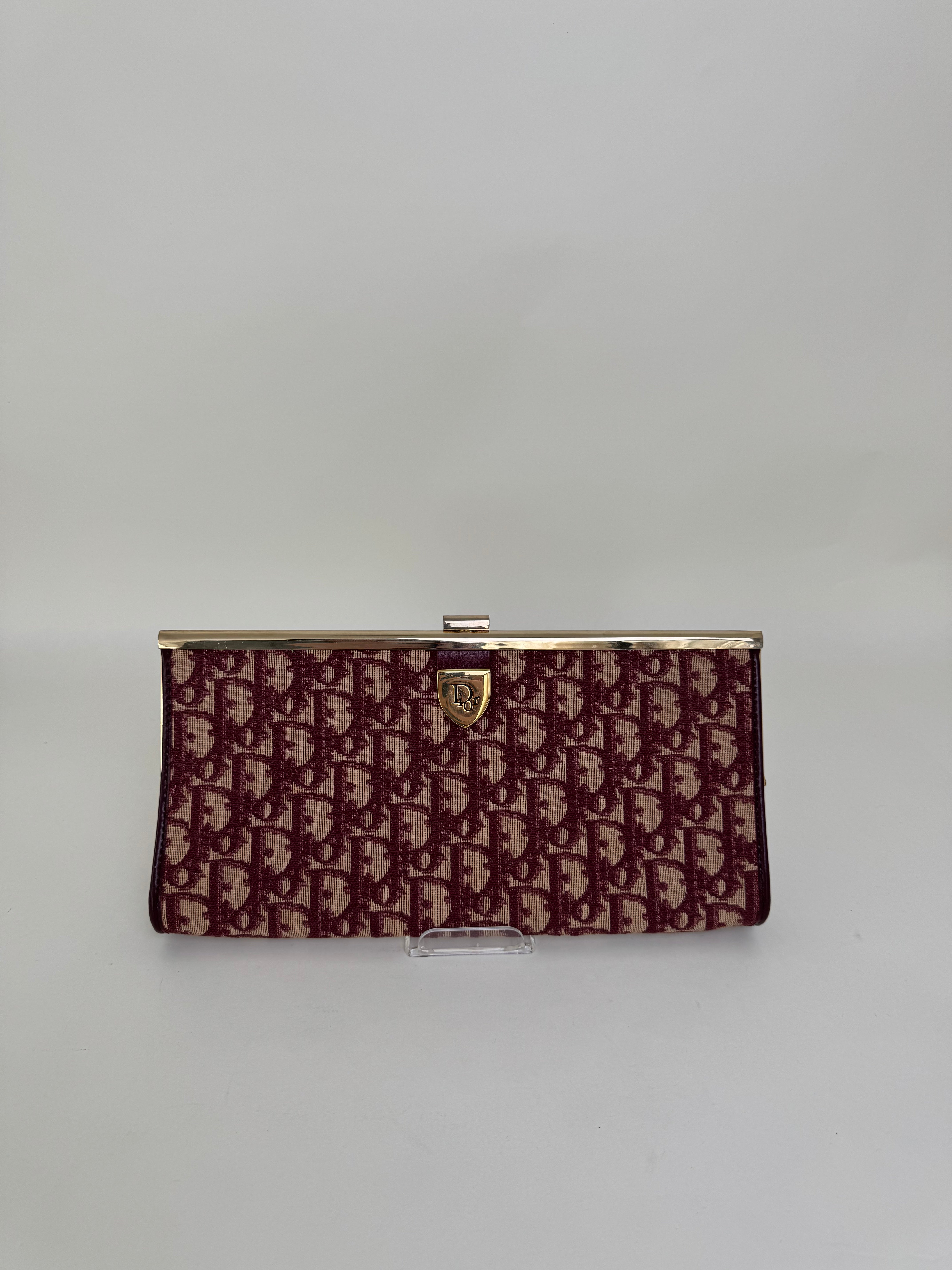 Christian Dior Burgundy Canvas Clutch