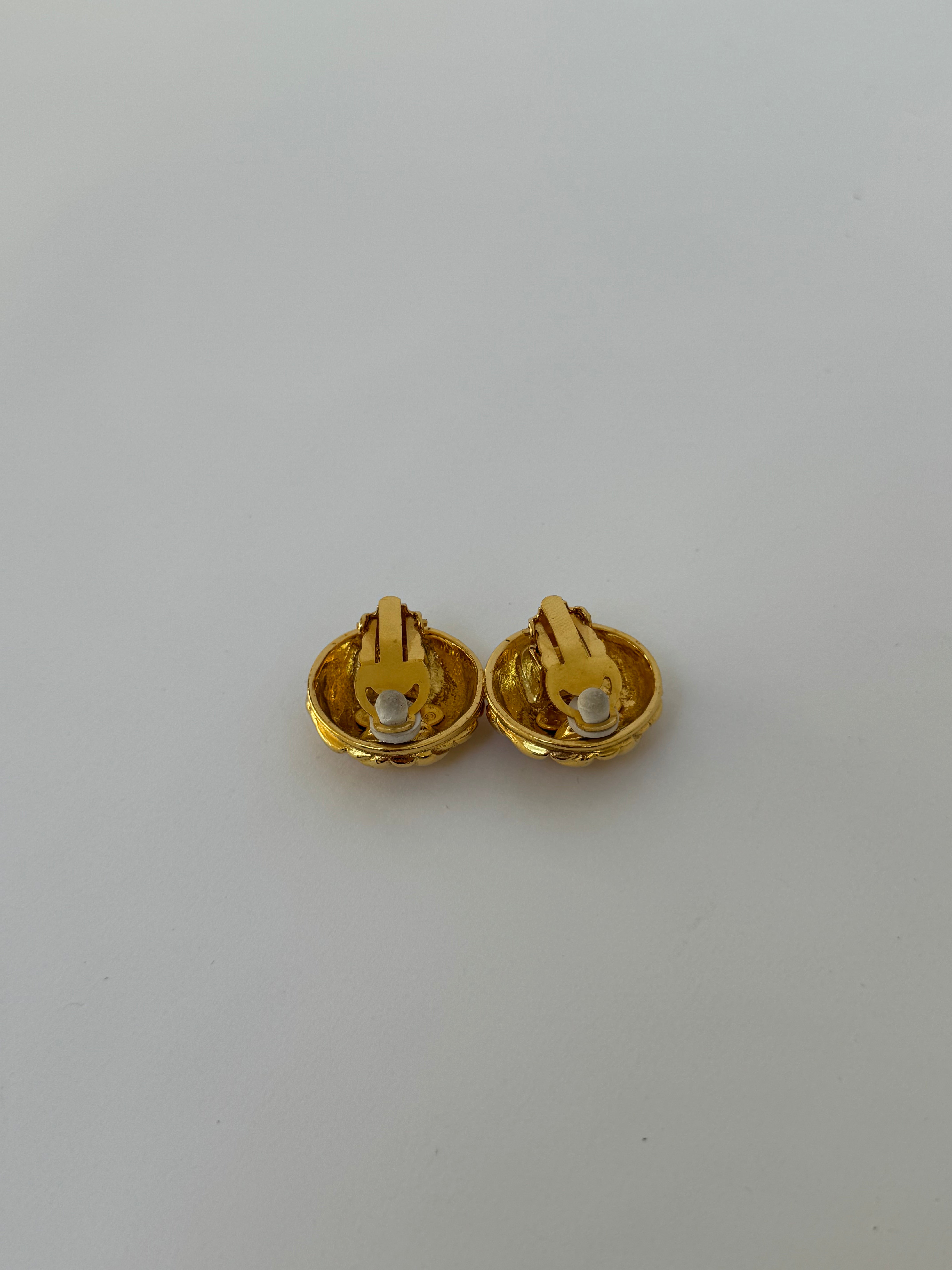 Chanel Vintage Gold Plated Clip-On Earrings