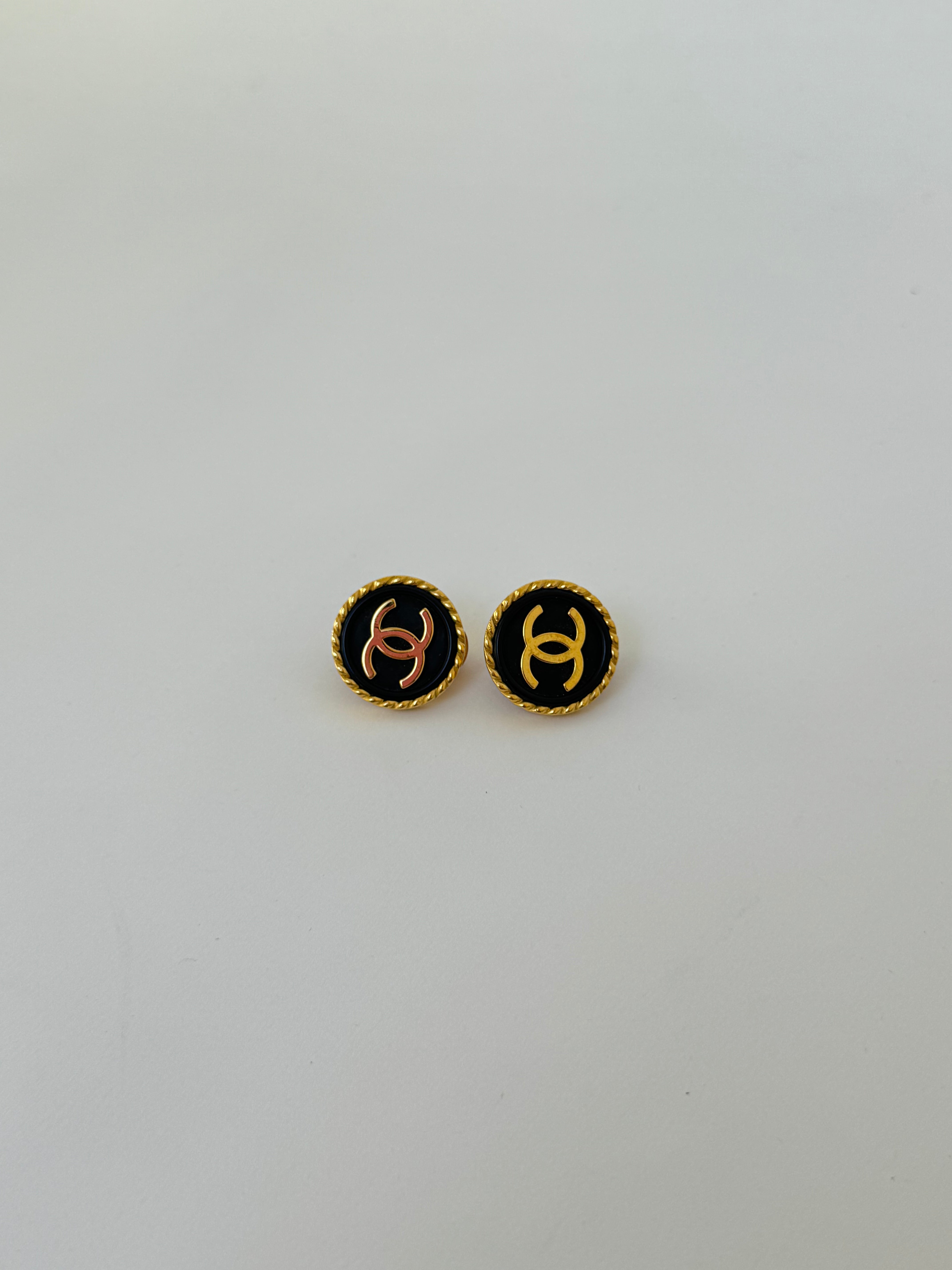 Chanel Black CC Clip-On Earrings