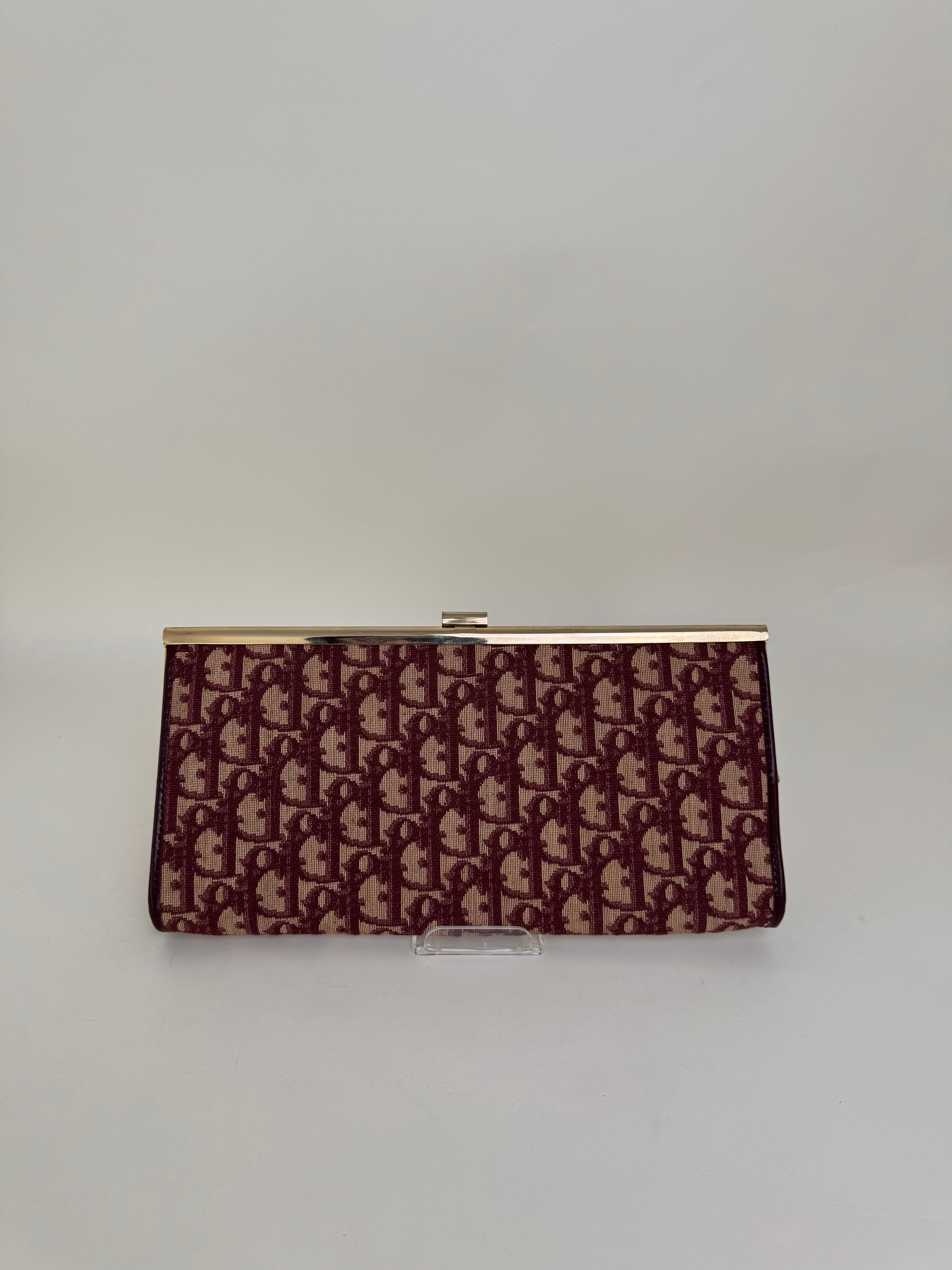 Christian Dior Burgundy Canvas Clutch