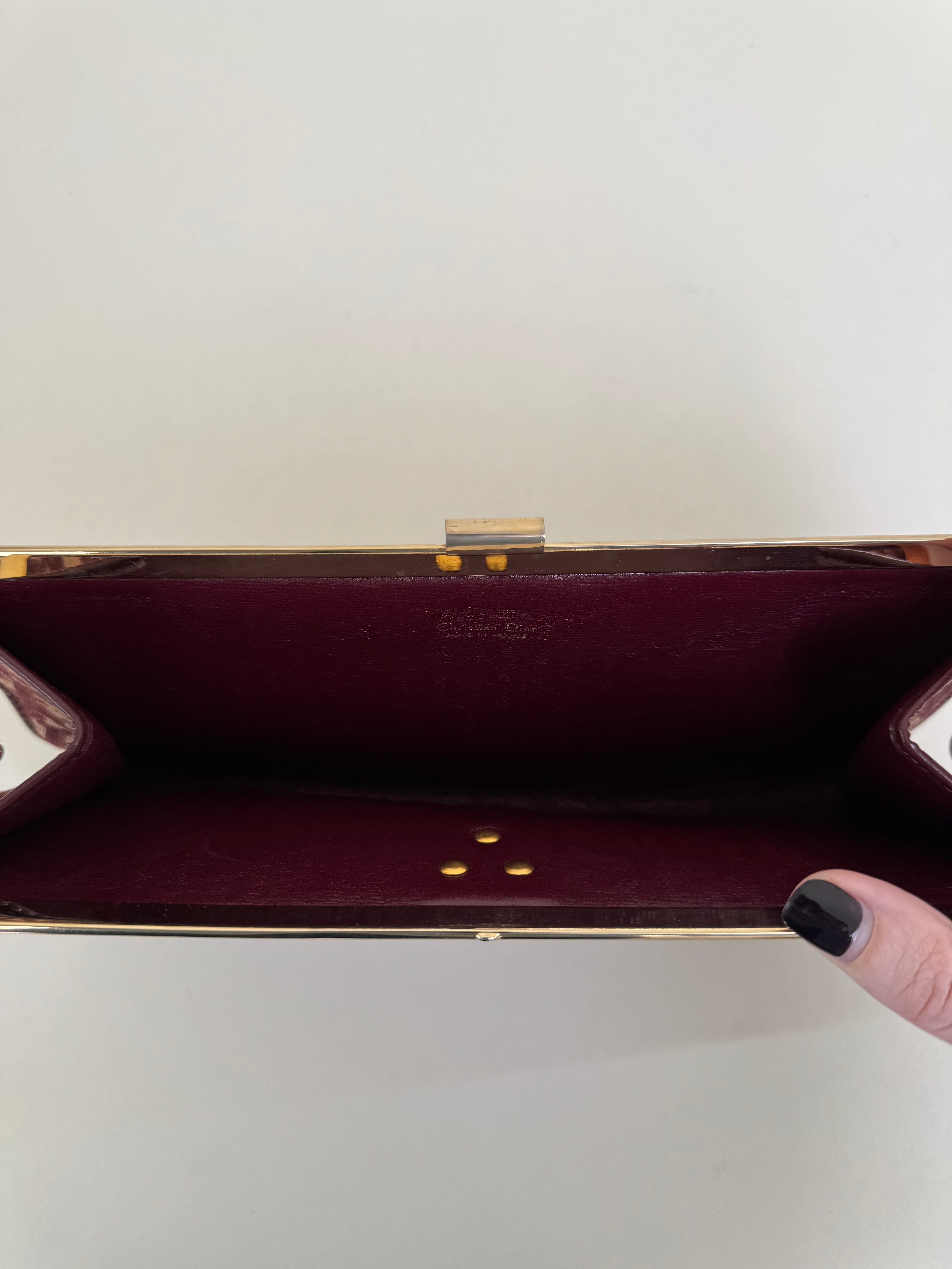 Christian Dior Burgundy Canvas Clutch