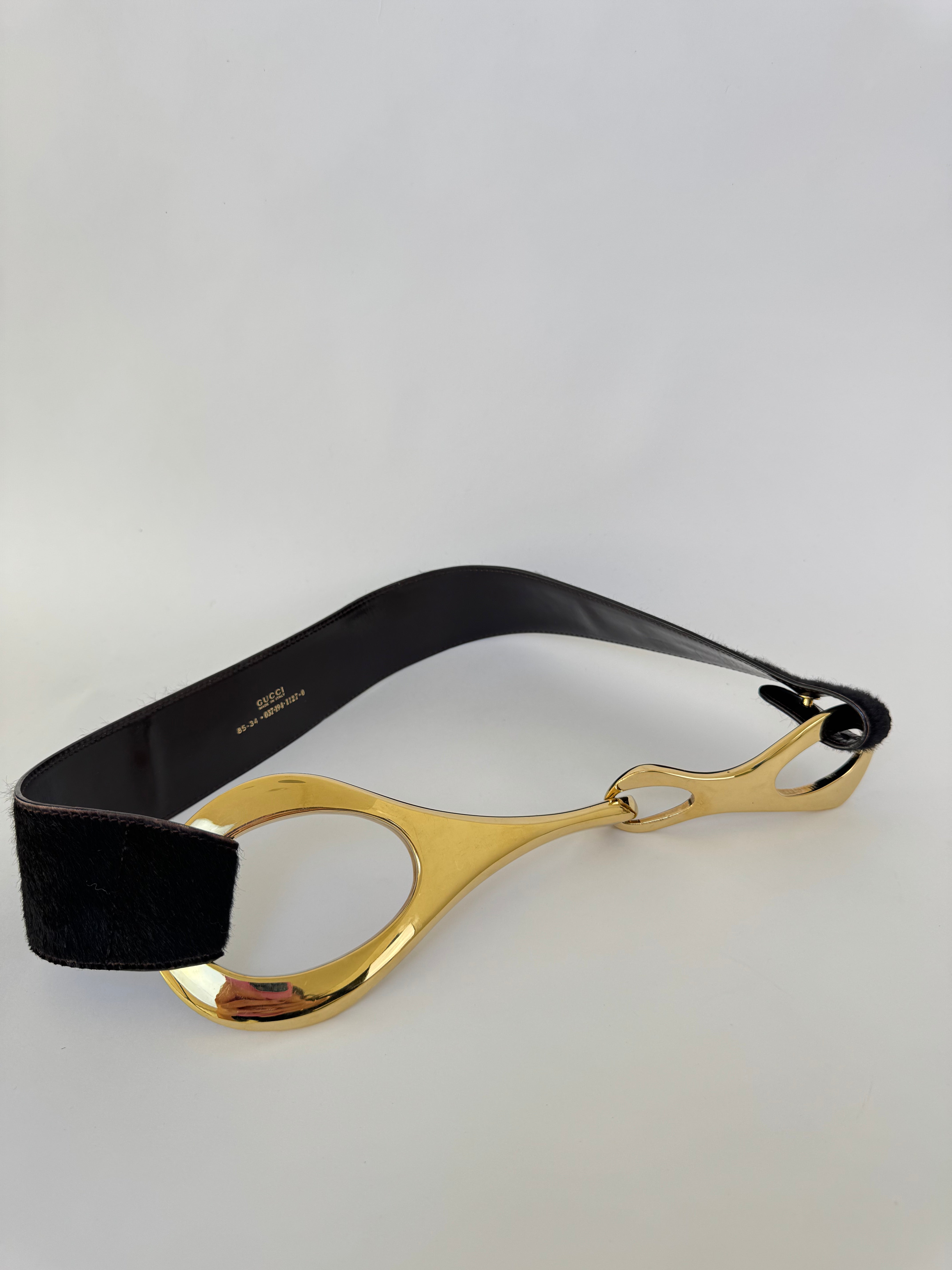 Gucci Tom Ford Horsebit Belt Brown Pony Hair Rare Small/Medium