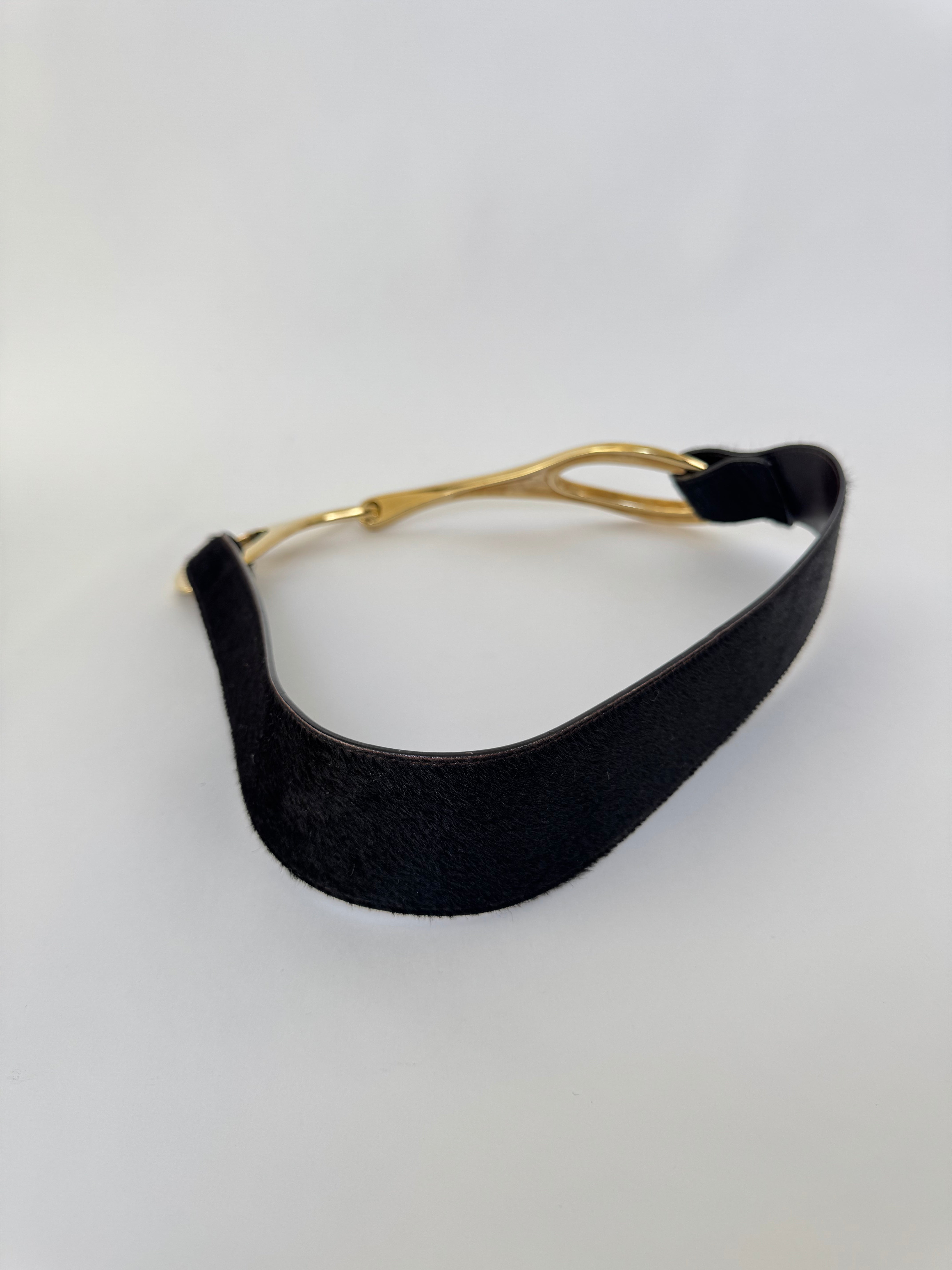 Gucci Tom Ford Horsebit Belt Brown Pony Hair Rare XS/Small