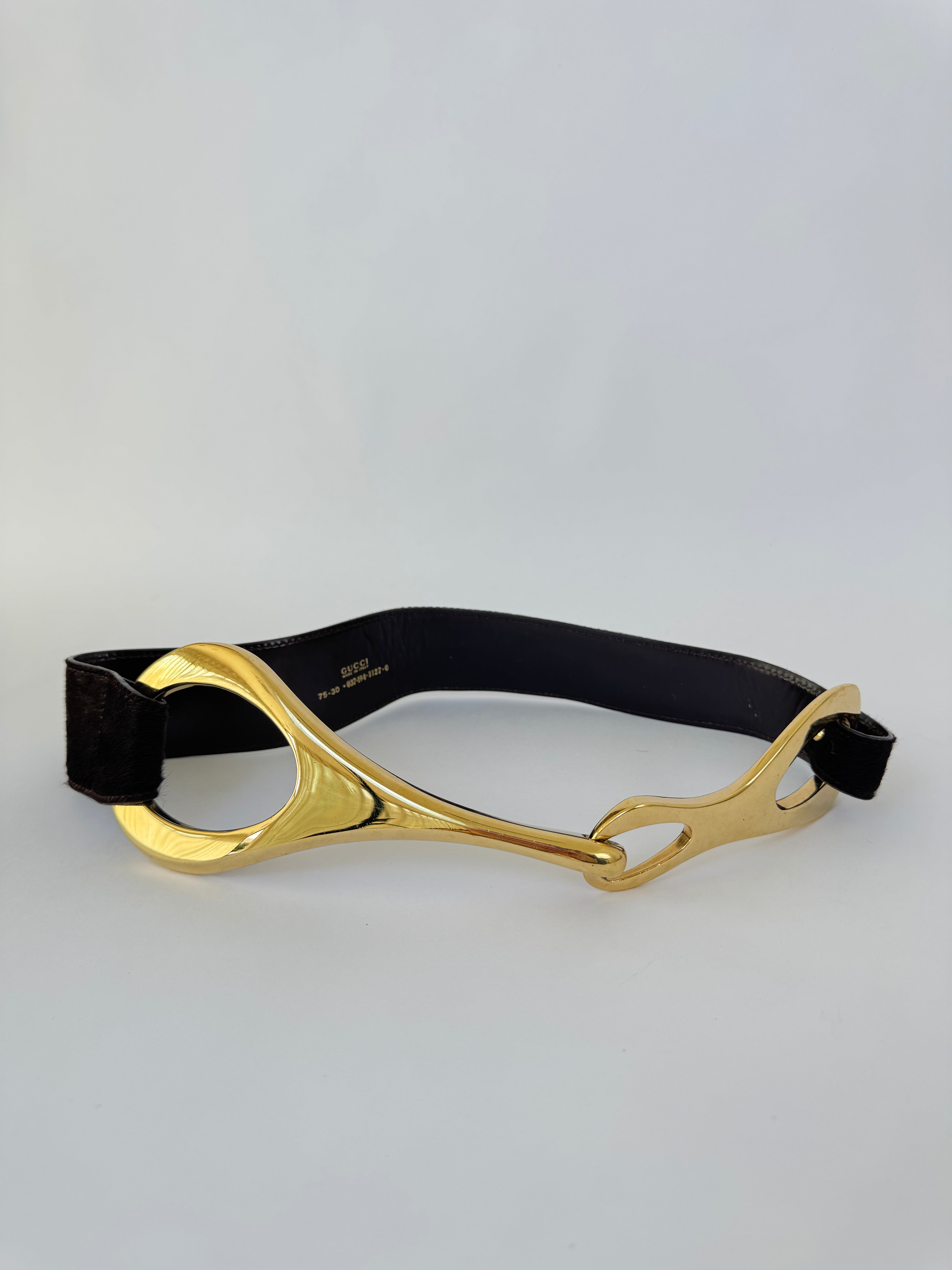 Gucci Tom Ford Horsebit Belt Brown Pony Hair Rare XS/Small