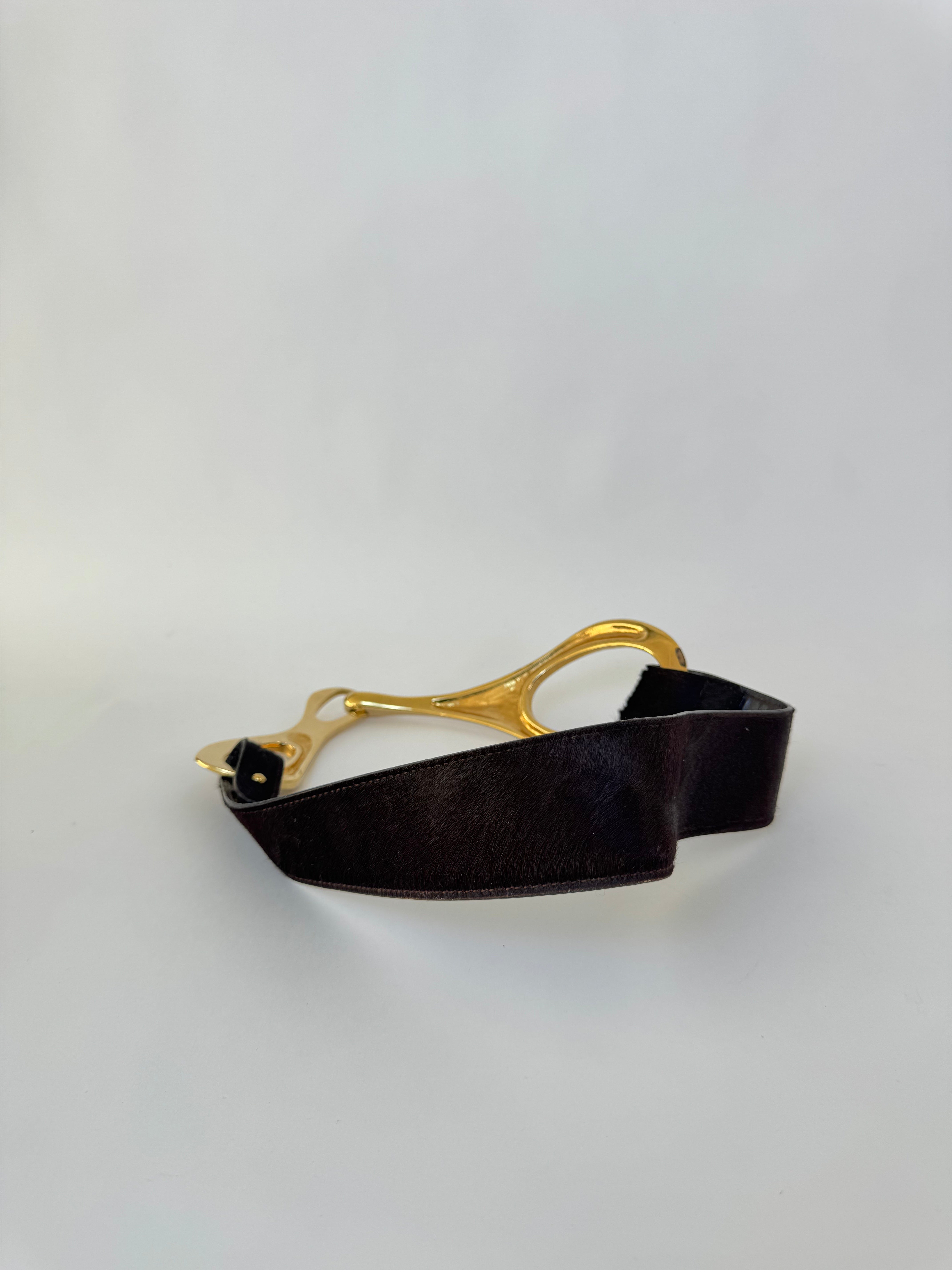 Gucci Tom Ford Horsebit Belt Brown Pony Hair Rare Small/Medium