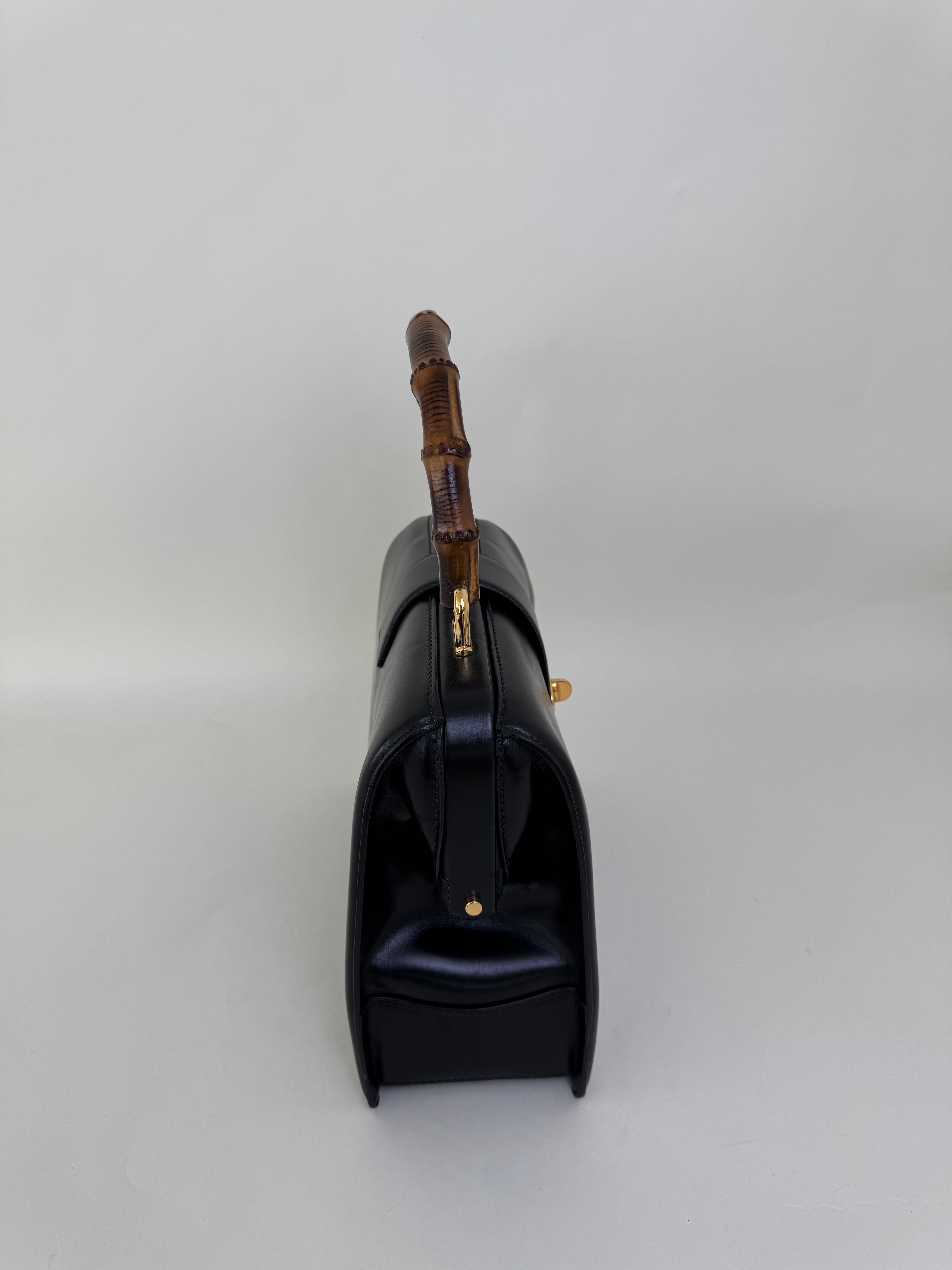 Gucci Black Bamboo Leather Handbag