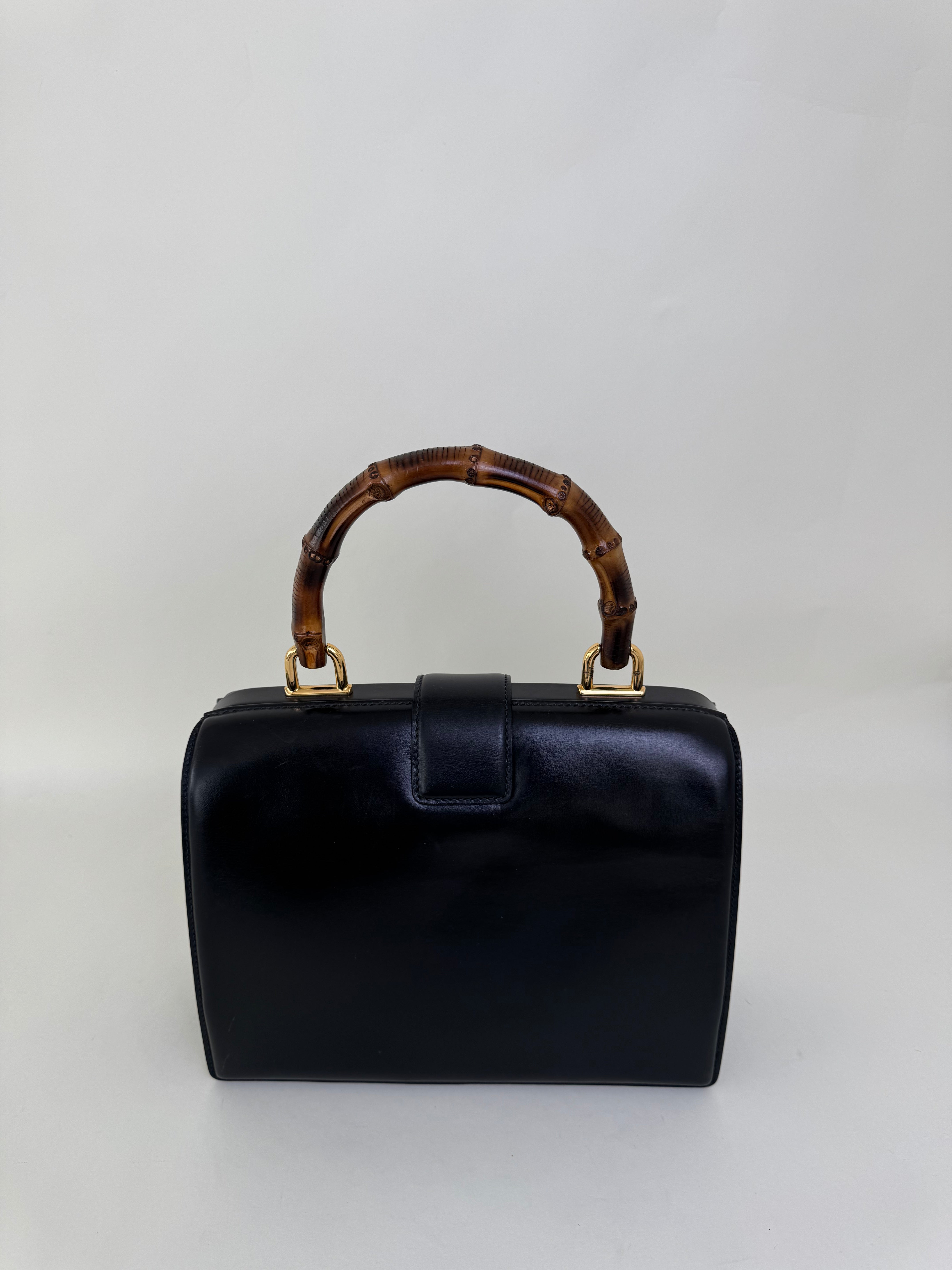 Gucci Black Bamboo Leather Handbag