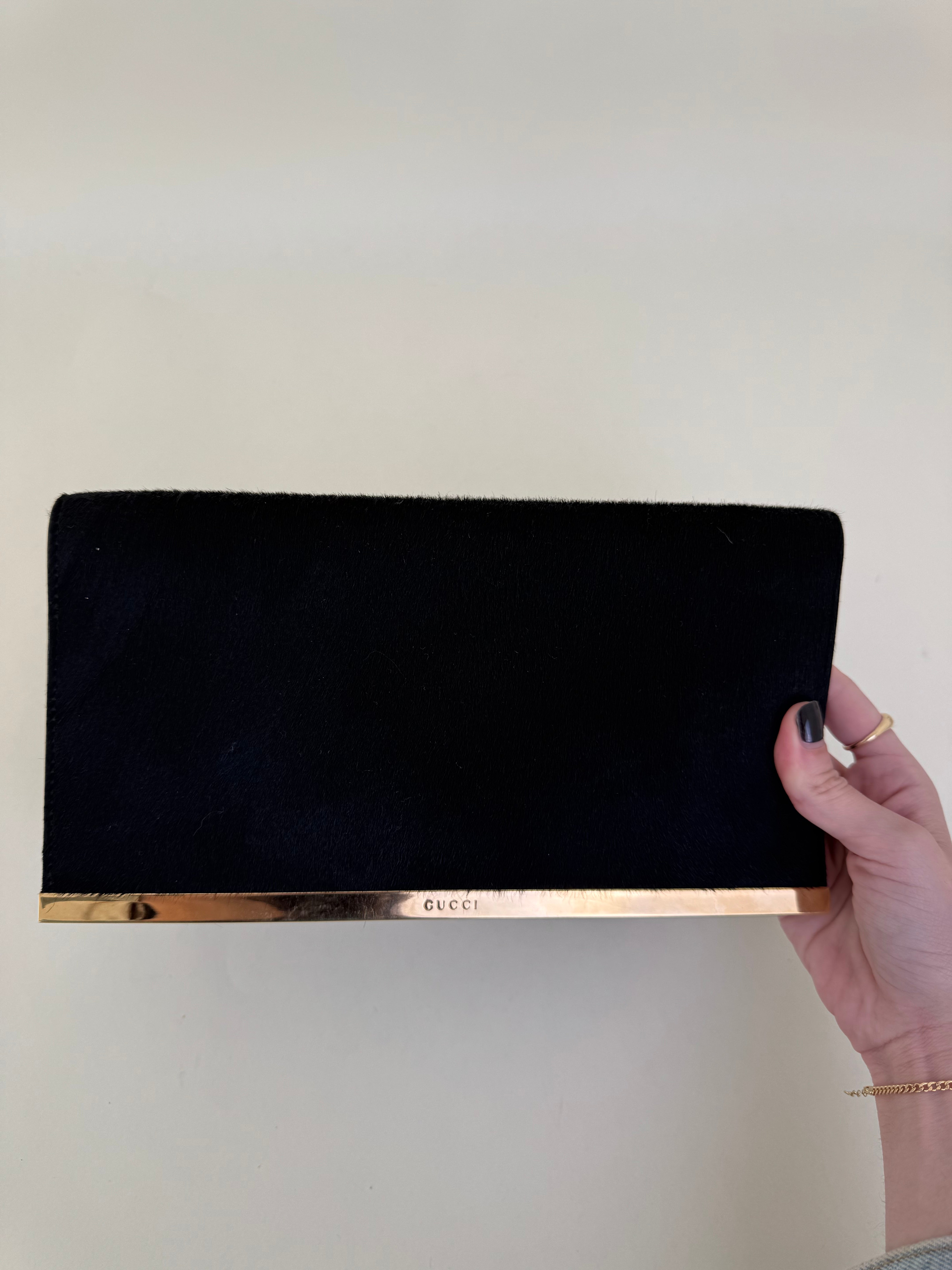 Gucci Tom Ford Black Pony Hair Clutch