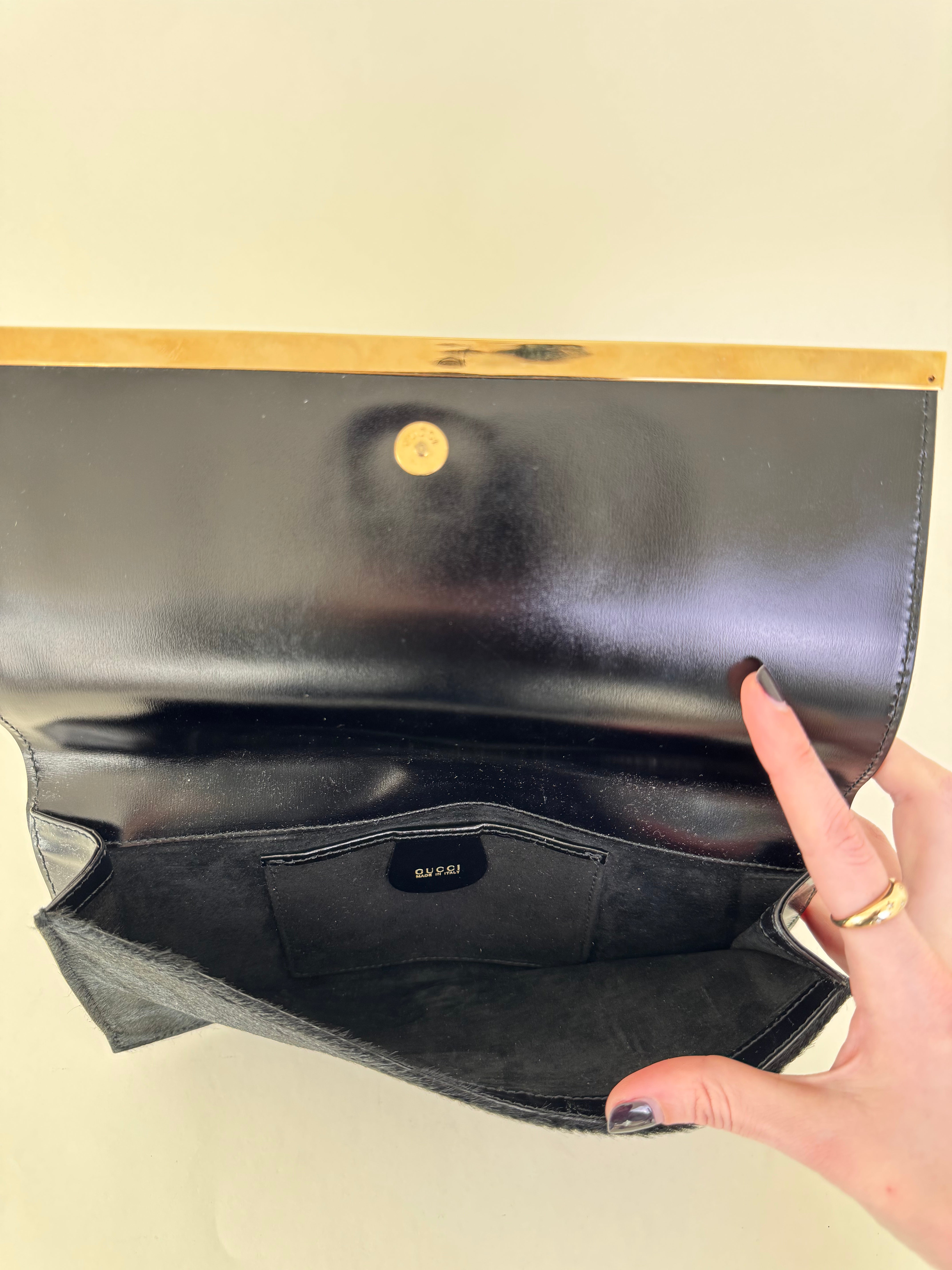 Gucci Tom Ford Black Pony Hair Clutch