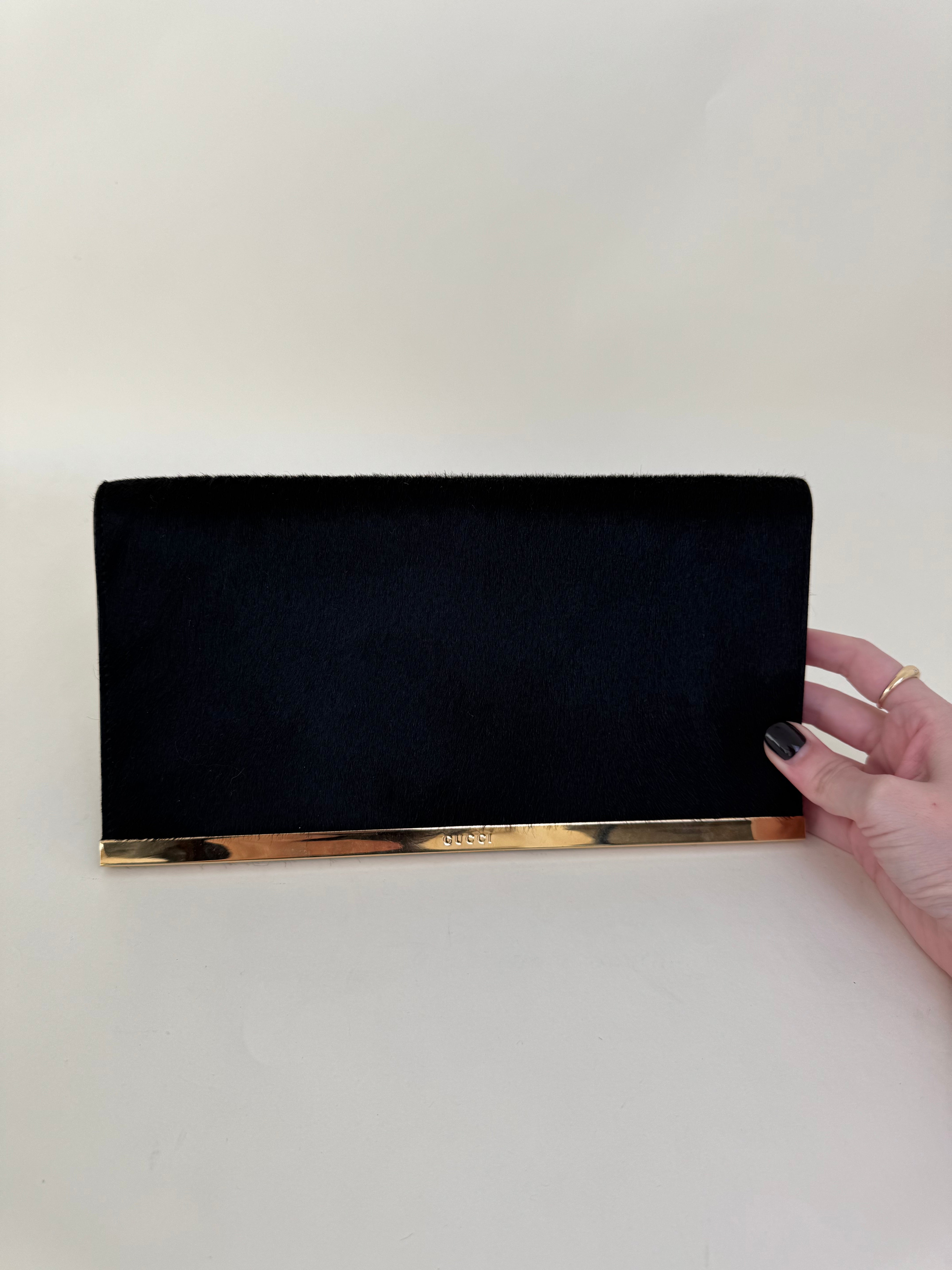 Gucci Tom Ford Black Pony Hair Clutch