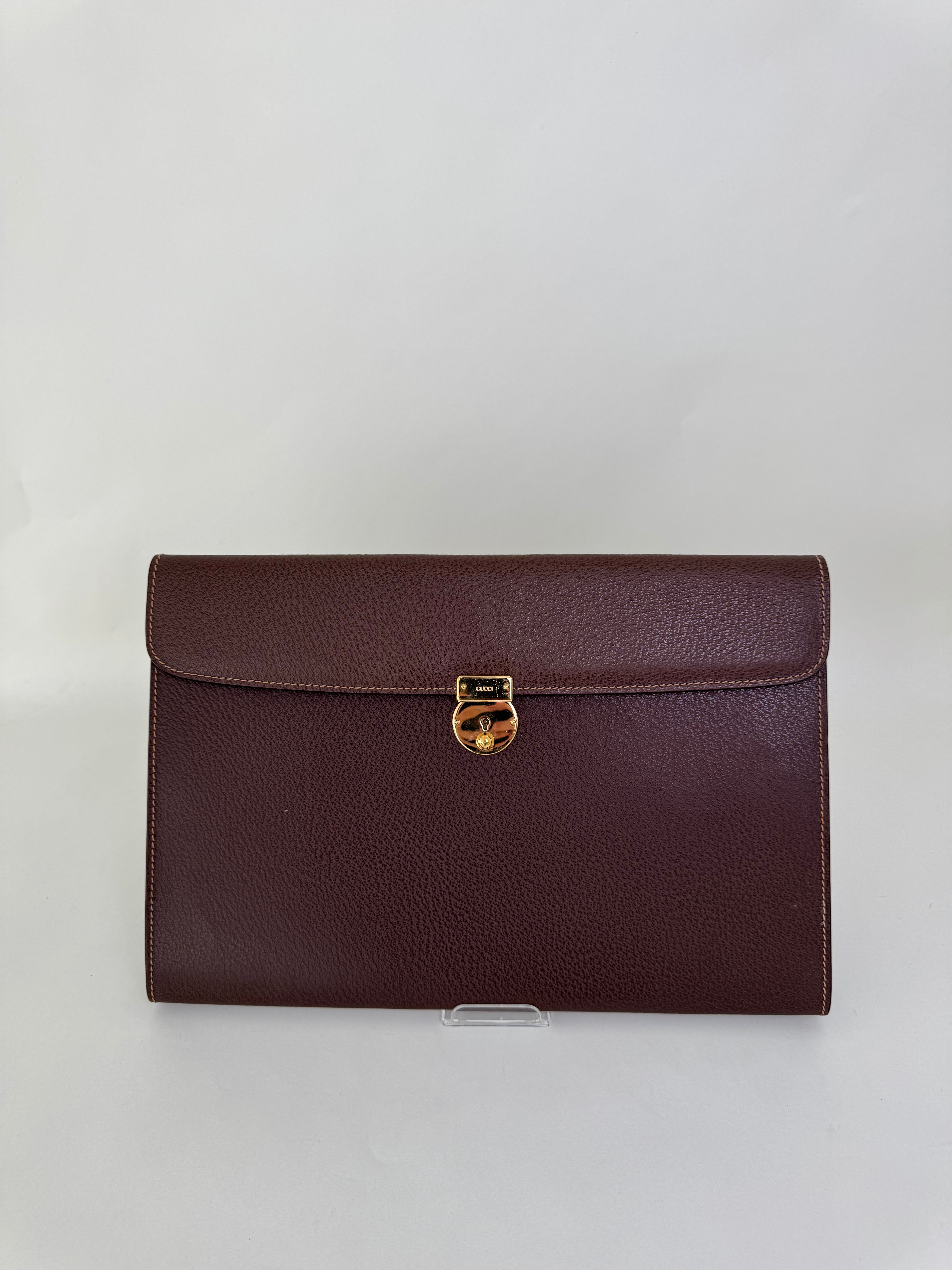 Gucci Brown Leather Document Case Clutch