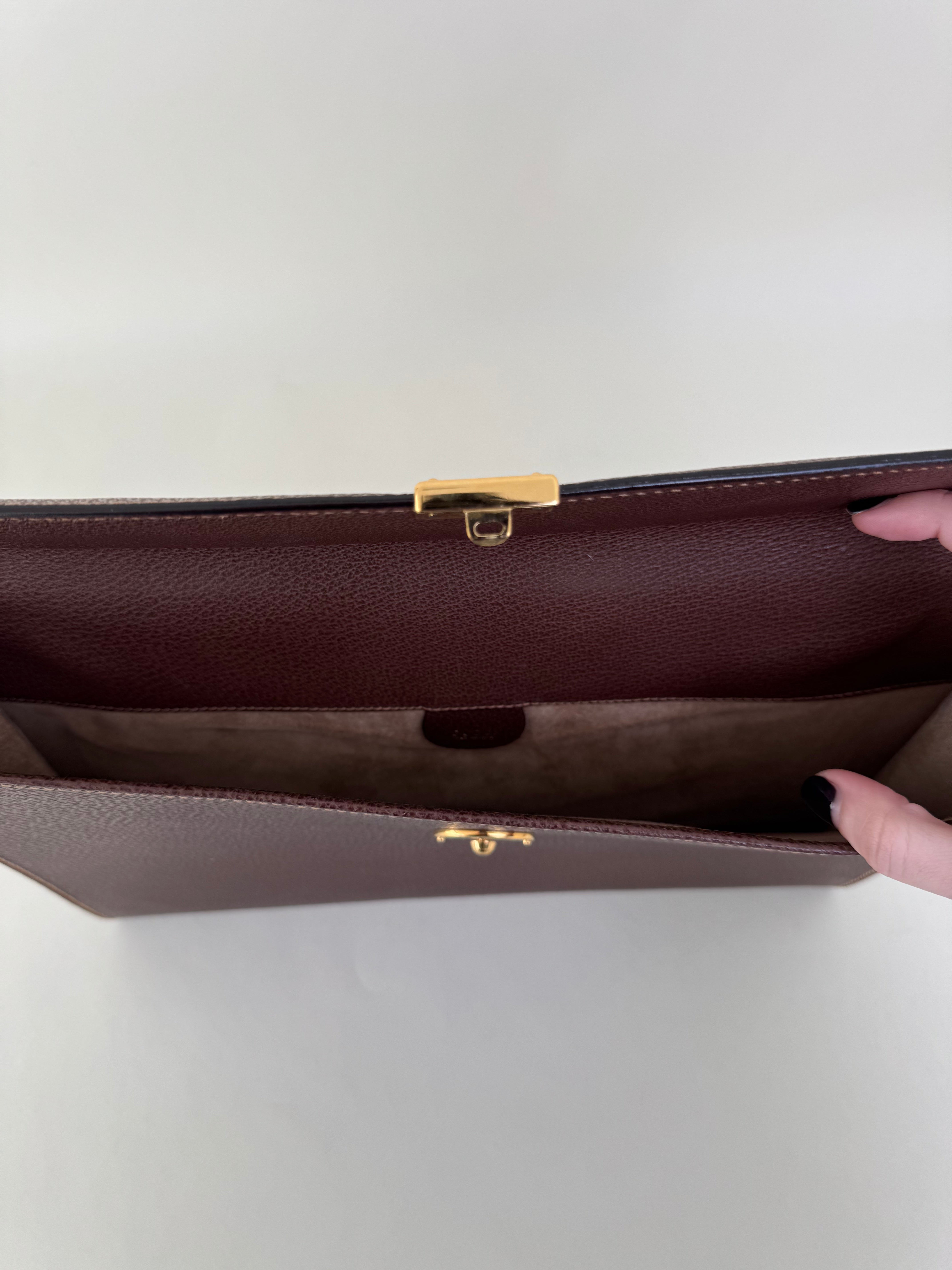 Gucci Brown Leather Document Case Clutch