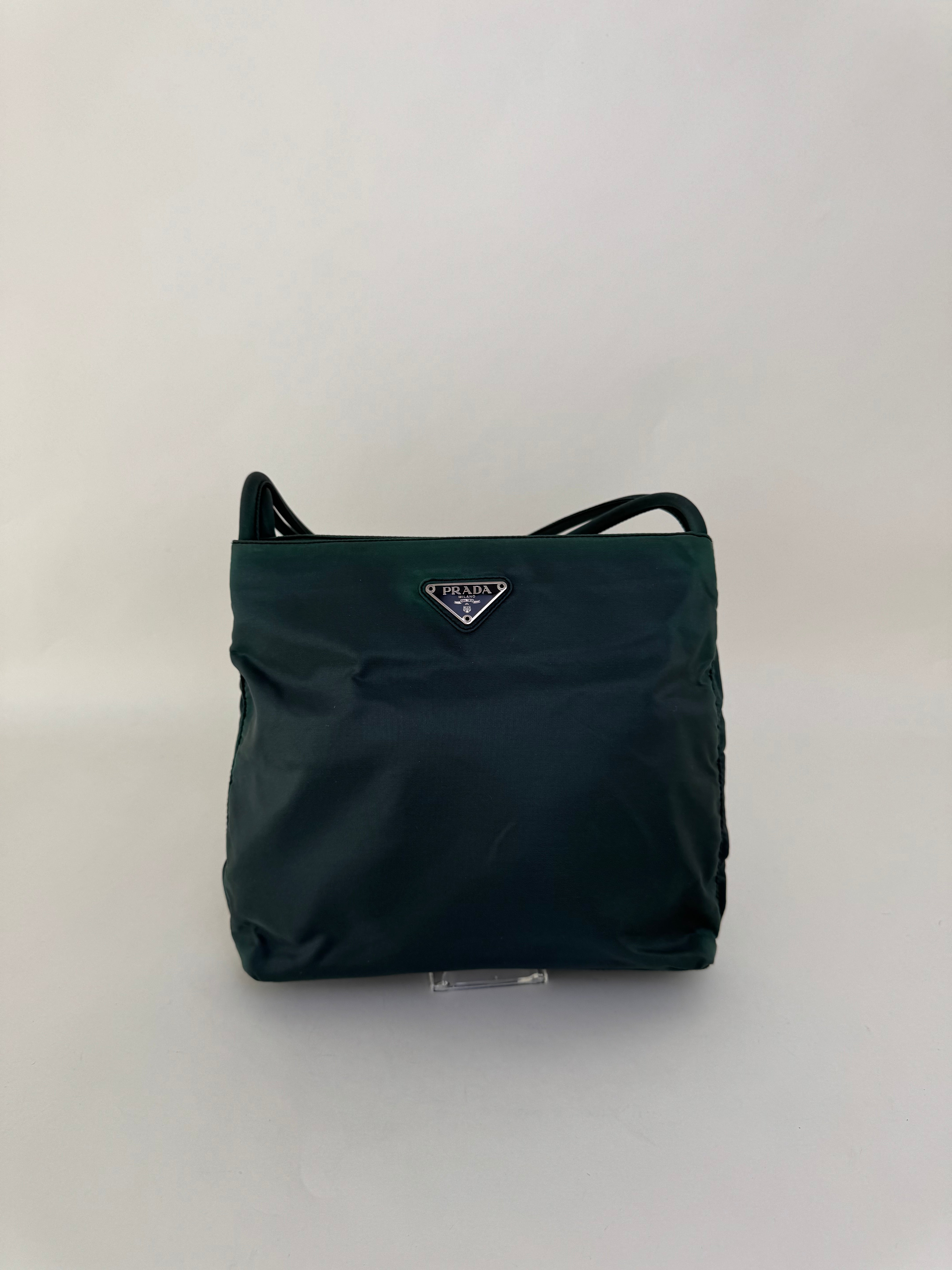 Prada Green Nylon Shoulder Bag