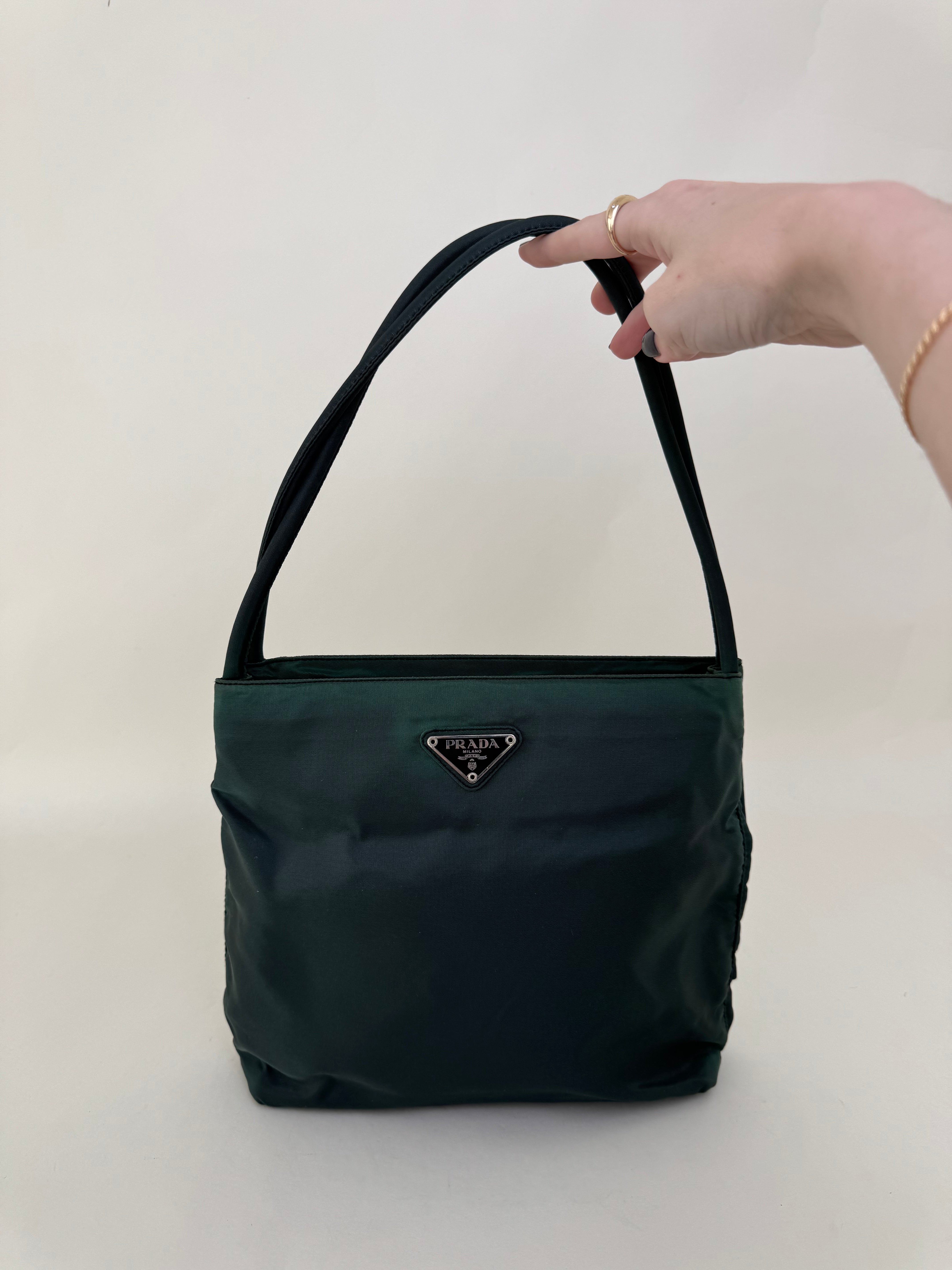 Prada Green Nylon Shoulder Bag