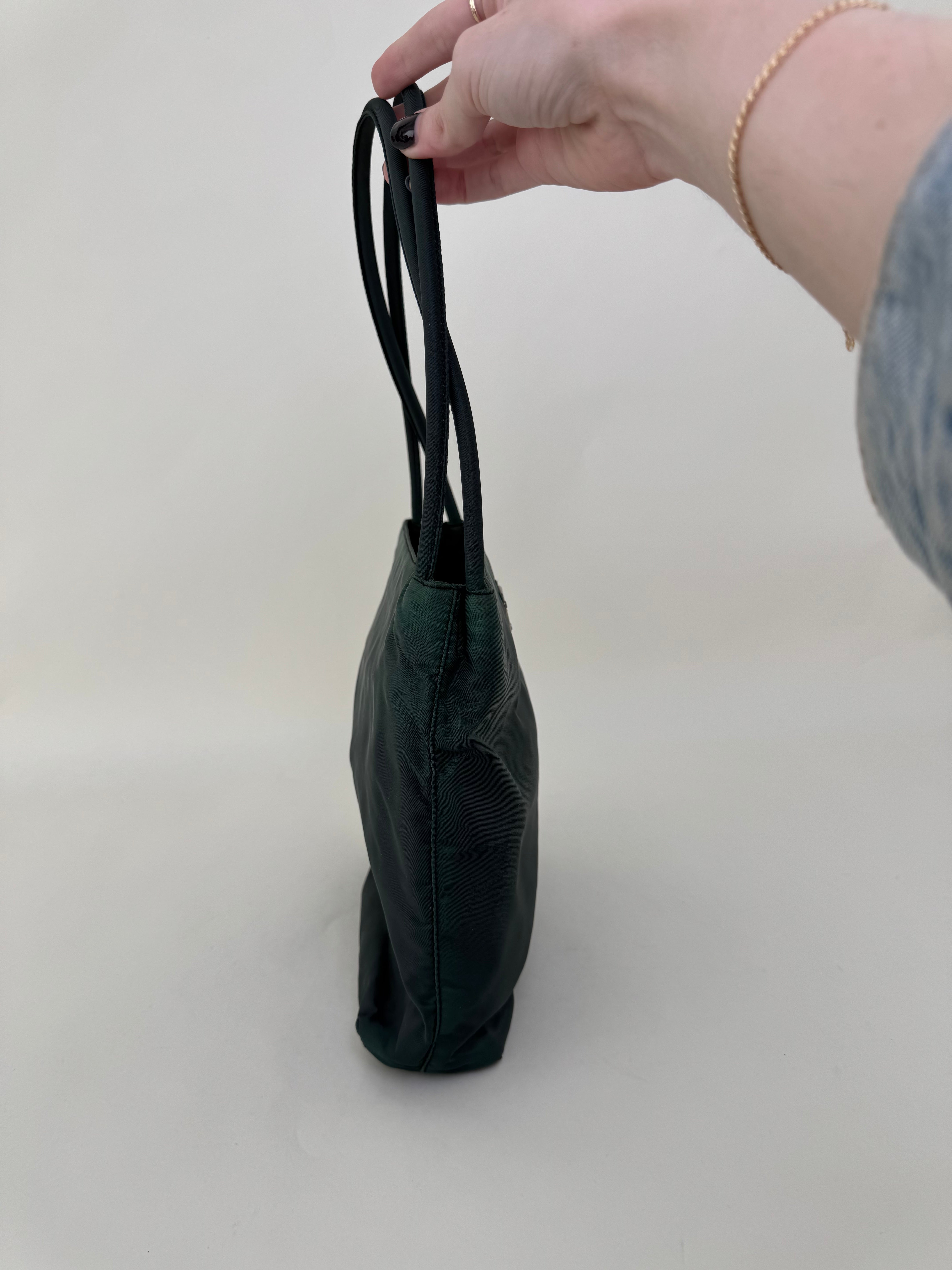 Prada Green Nylon Shoulder Bag