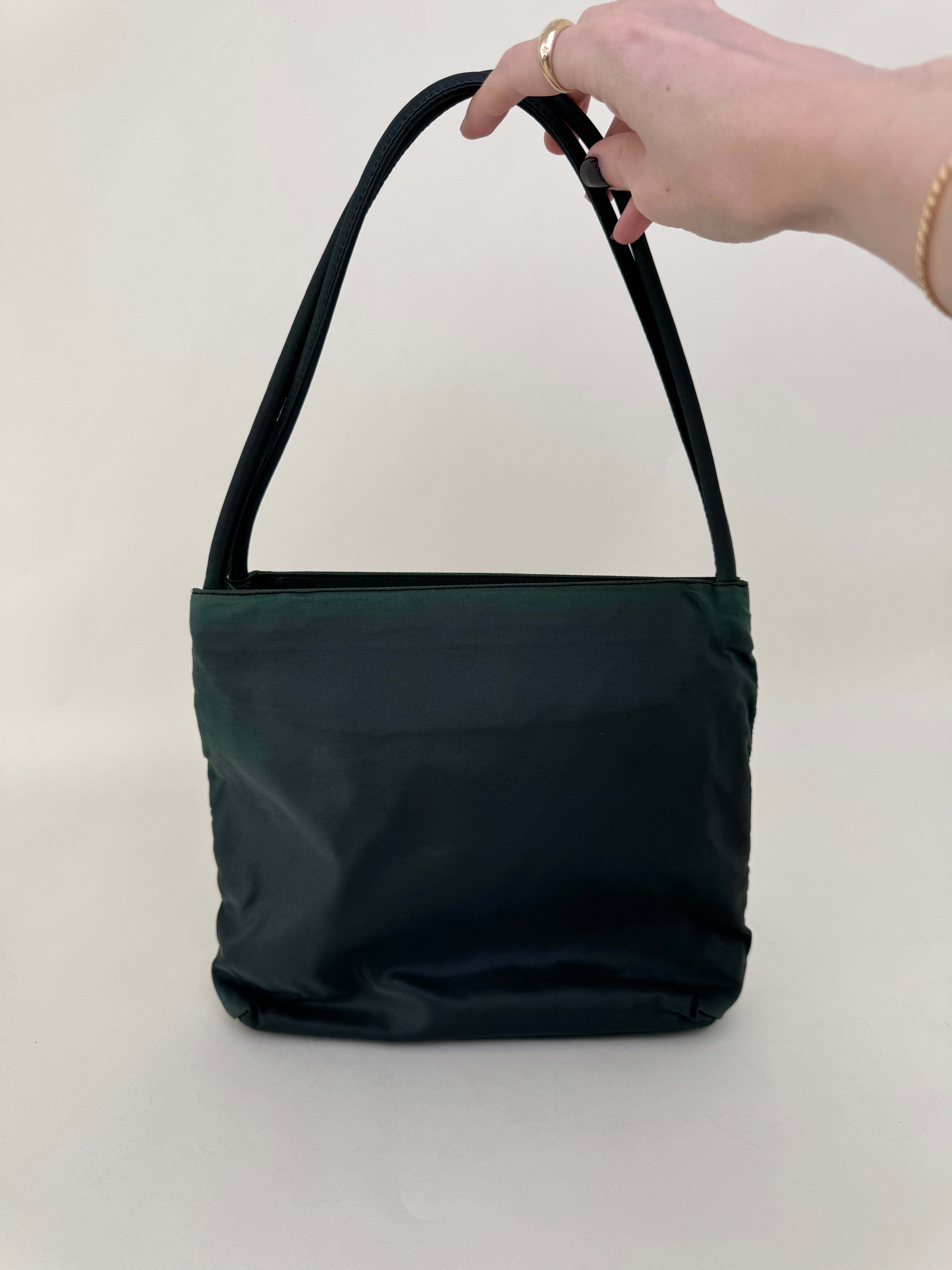 Prada Green Nylon Shoulder Bag