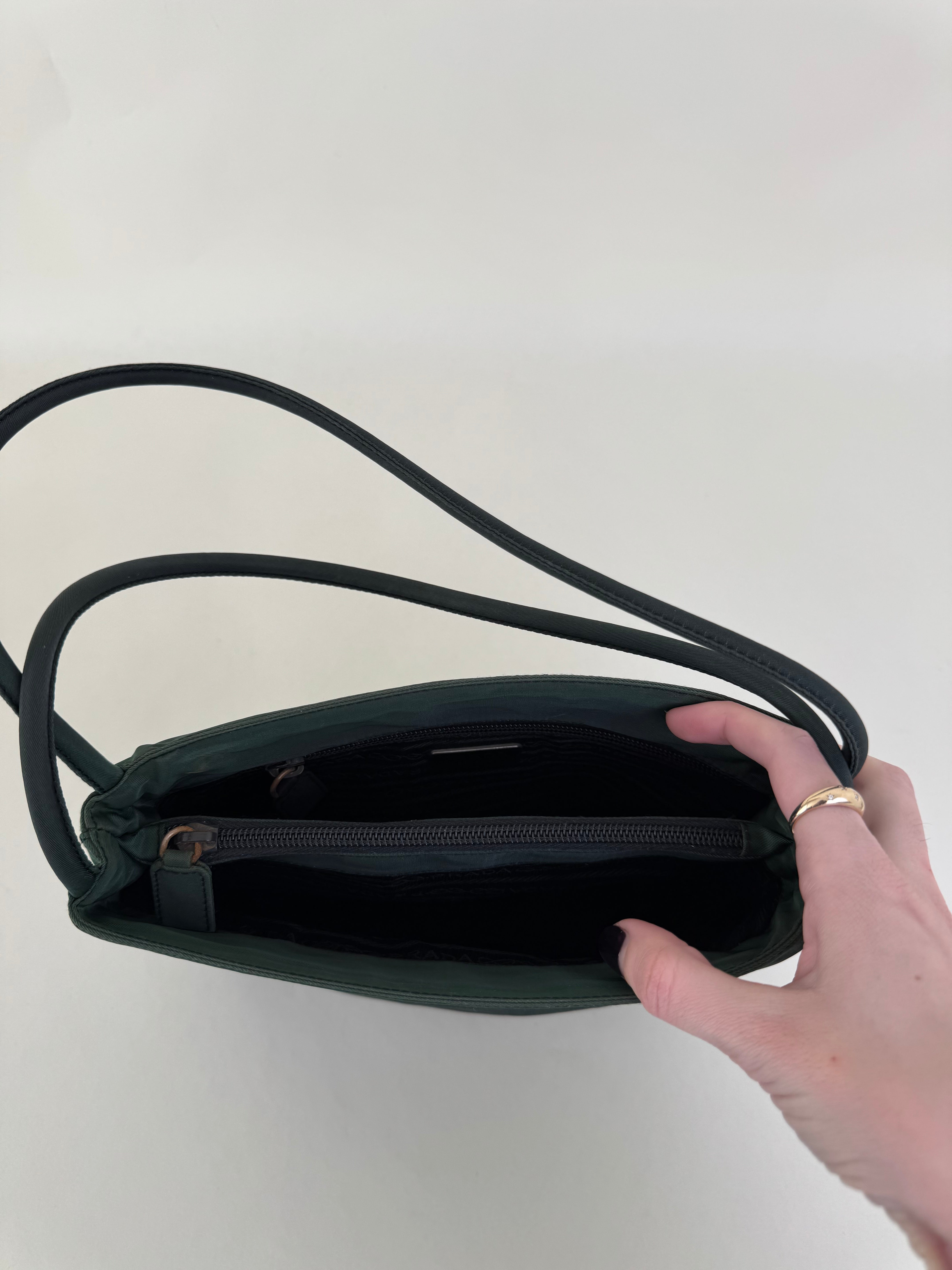 Prada Green Nylon Shoulder Bag