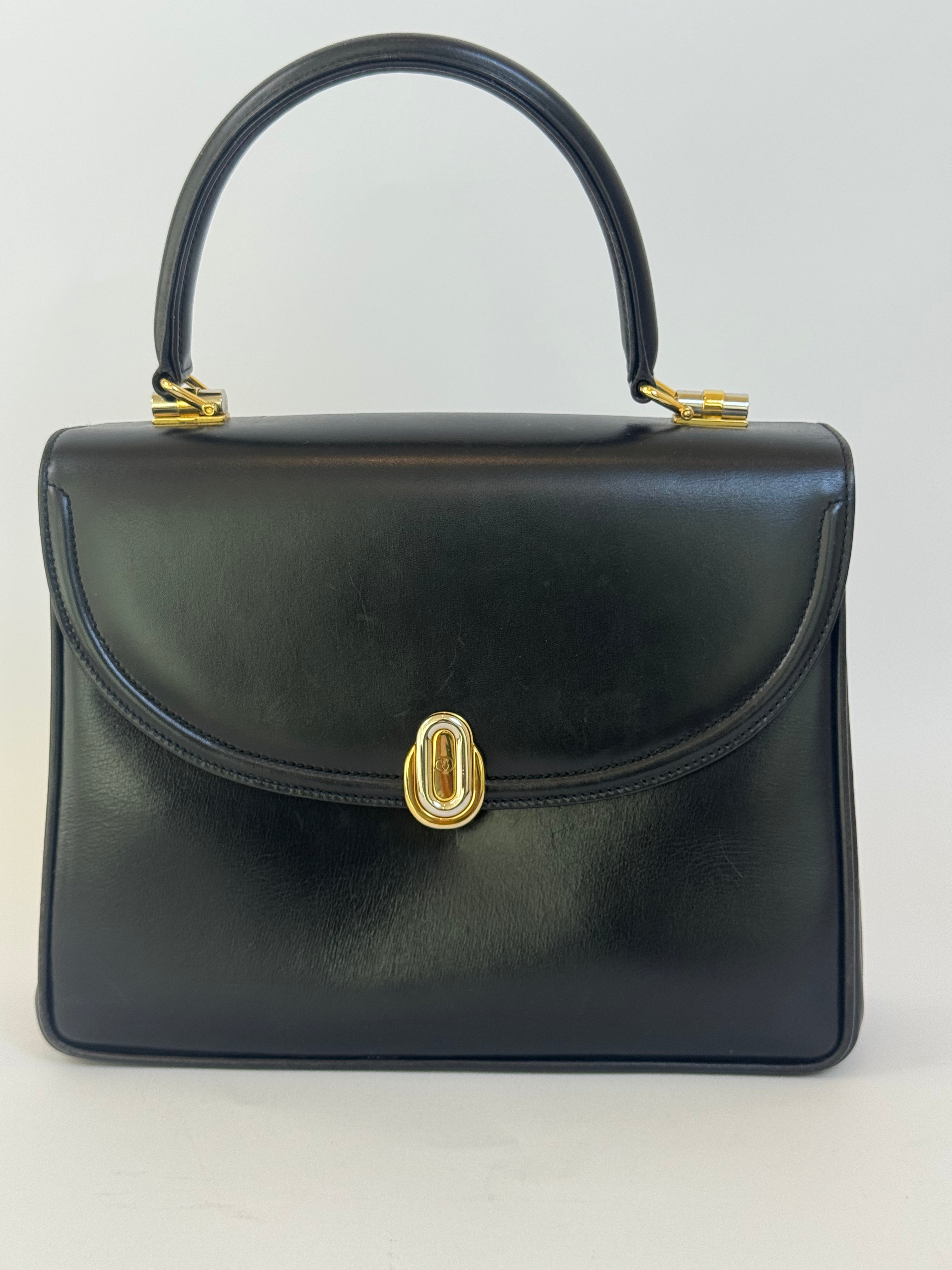 Gucci Black Leather Top Handle Bag