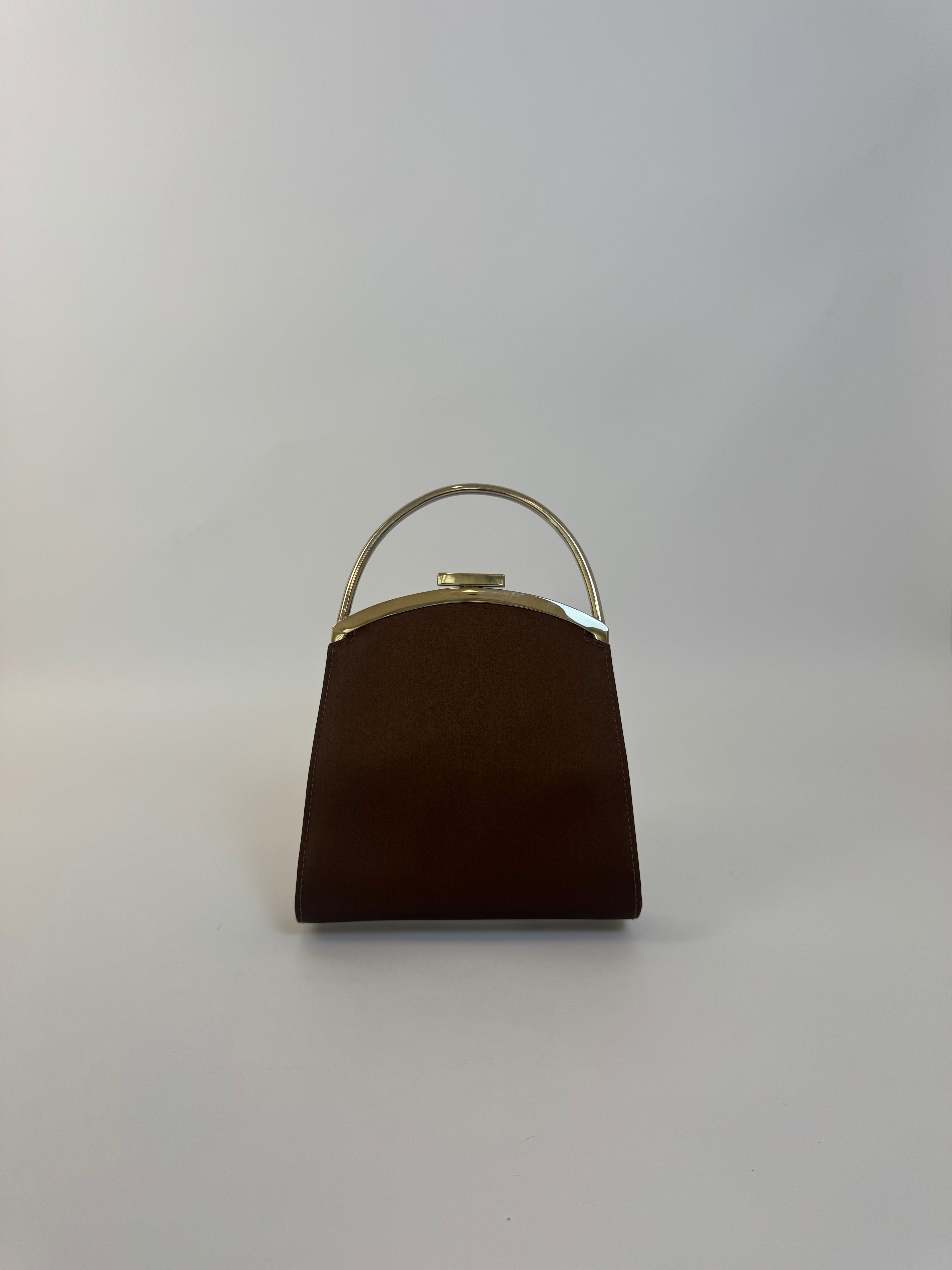 Gucci Brown Satin Top Handle Bag