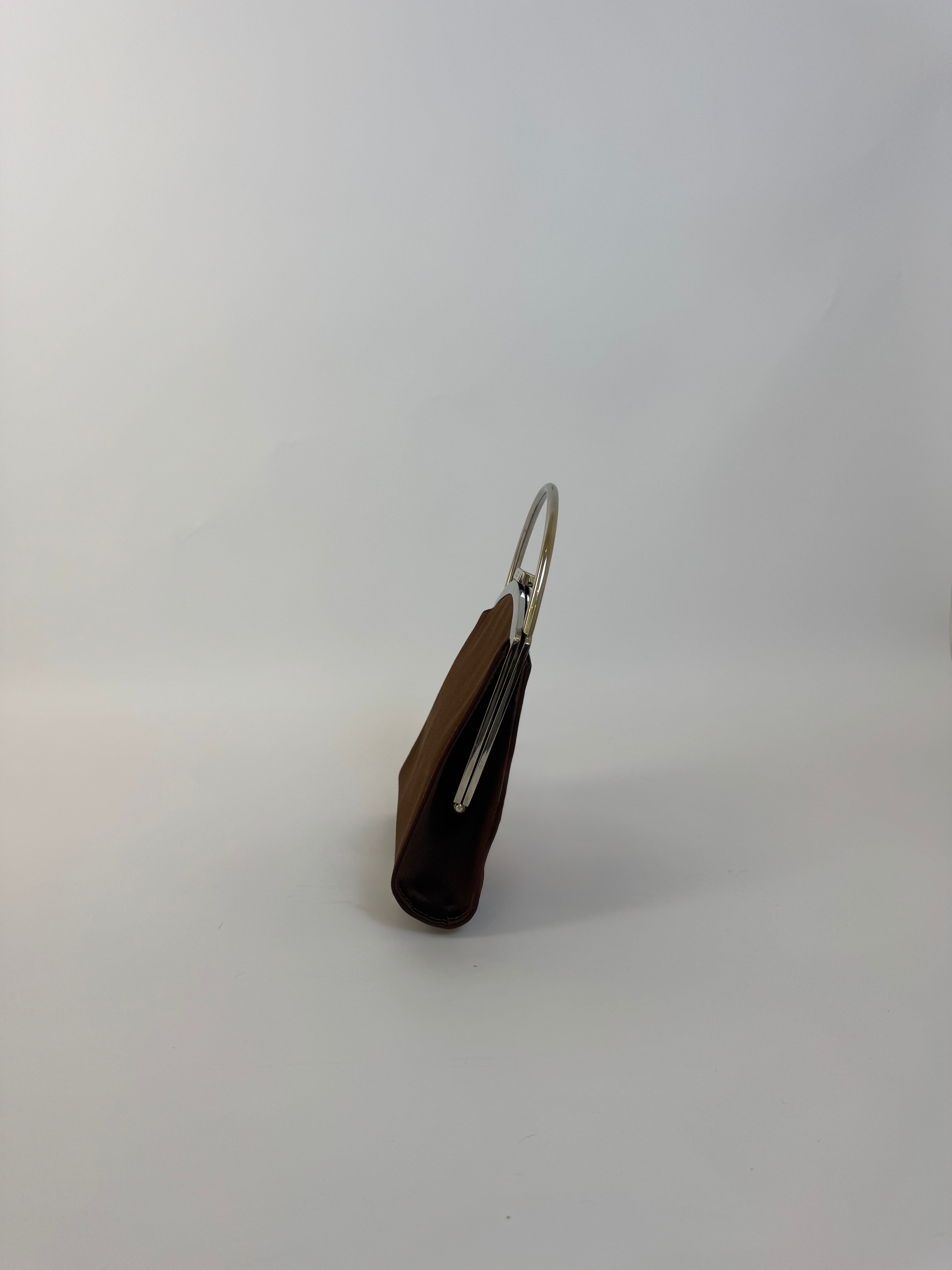 Gucci Brown Satin Top Handle Bag