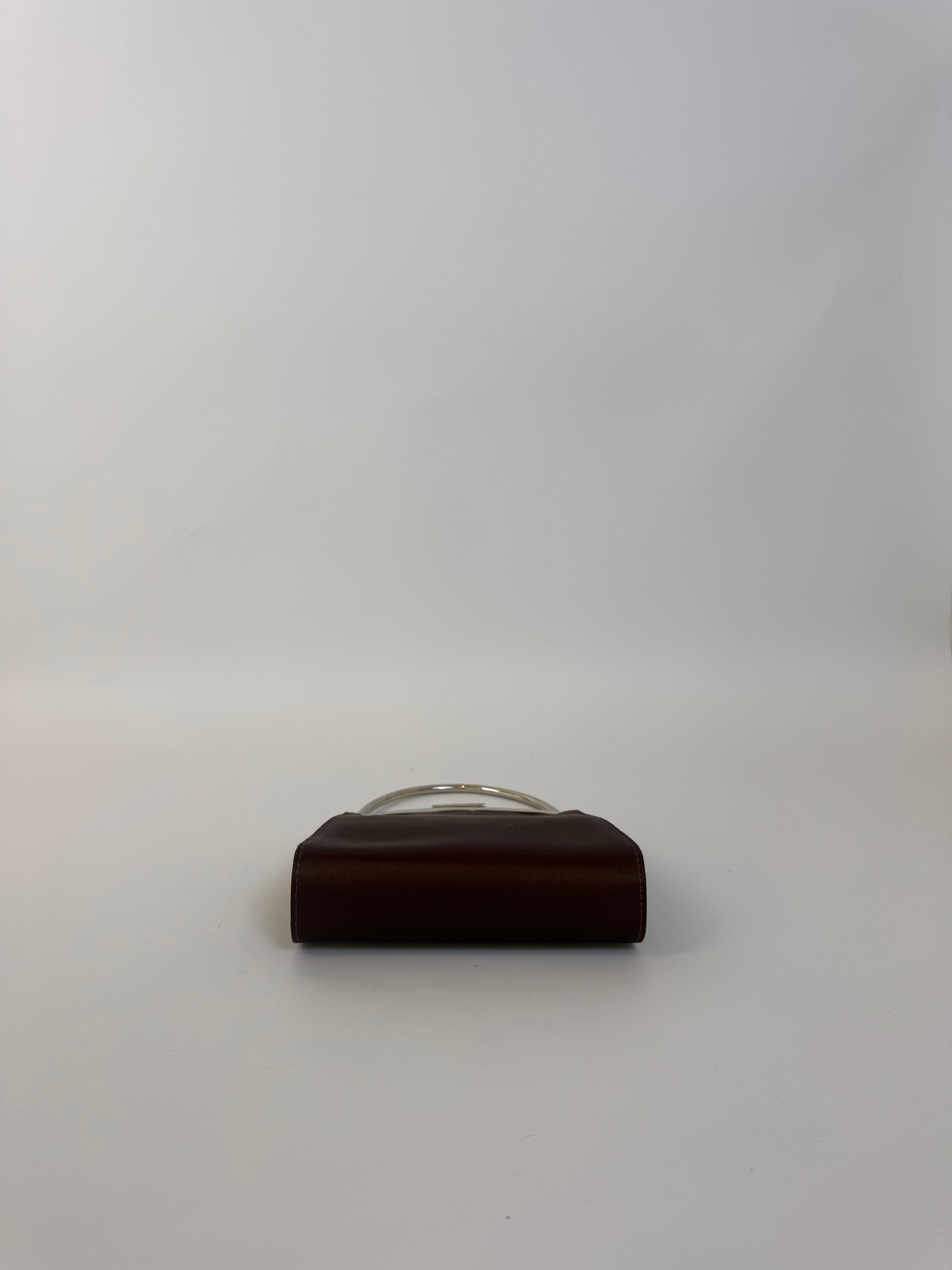 Gucci Brown Satin Top Handle Bag