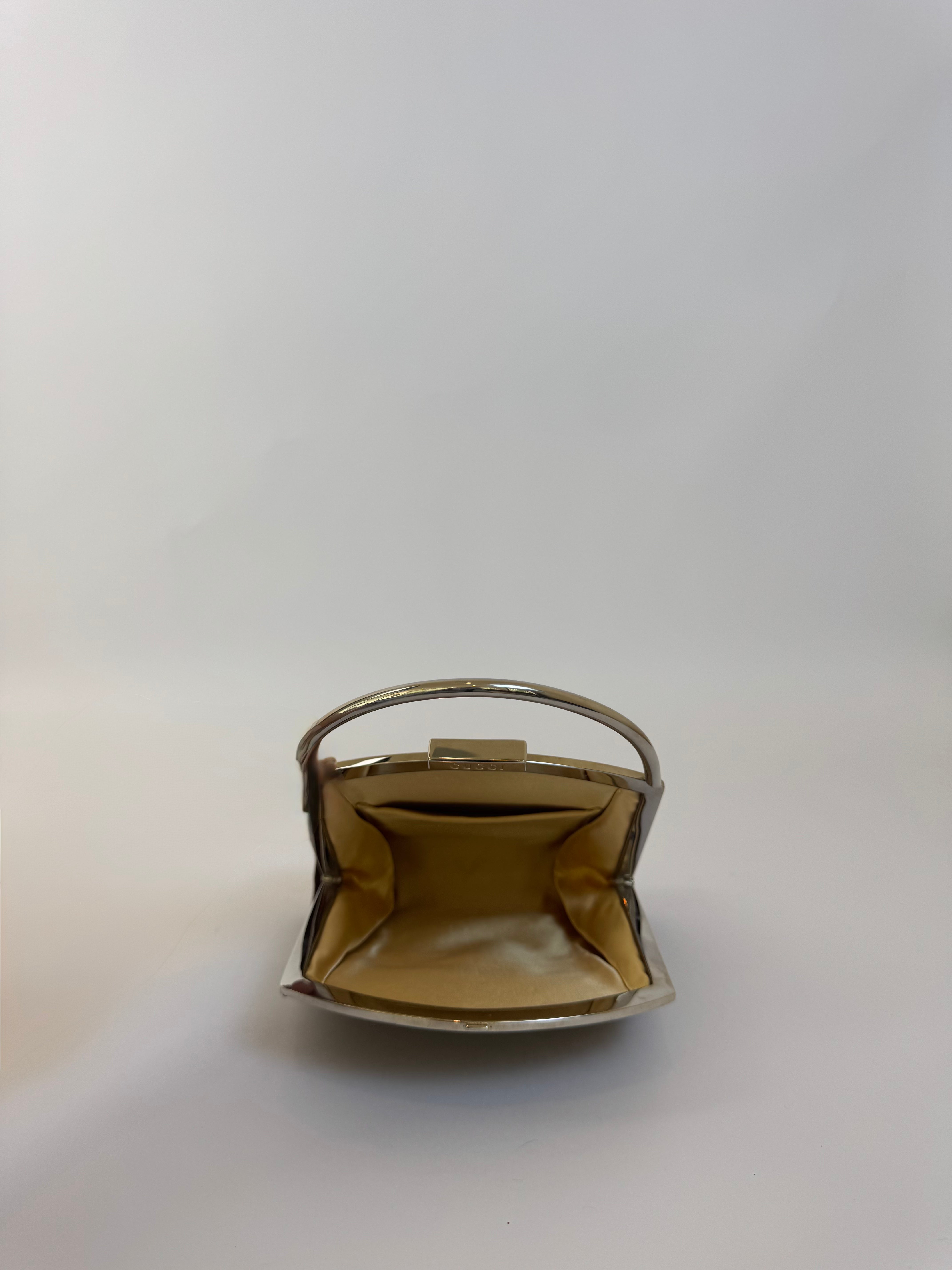 Gucci Brown Satin Top Handle Bag